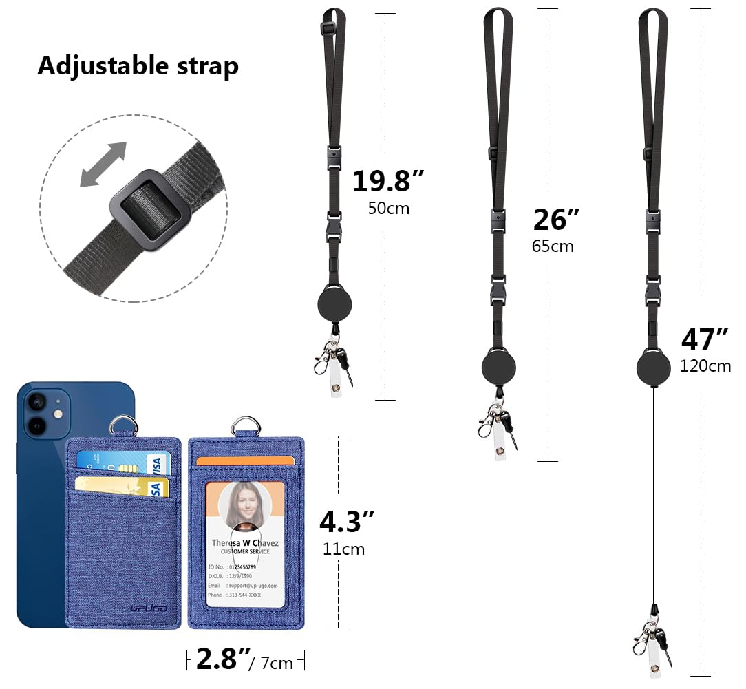 Leather Badge Holder with Retractable Lanyard - Office & School ID Card Accessory