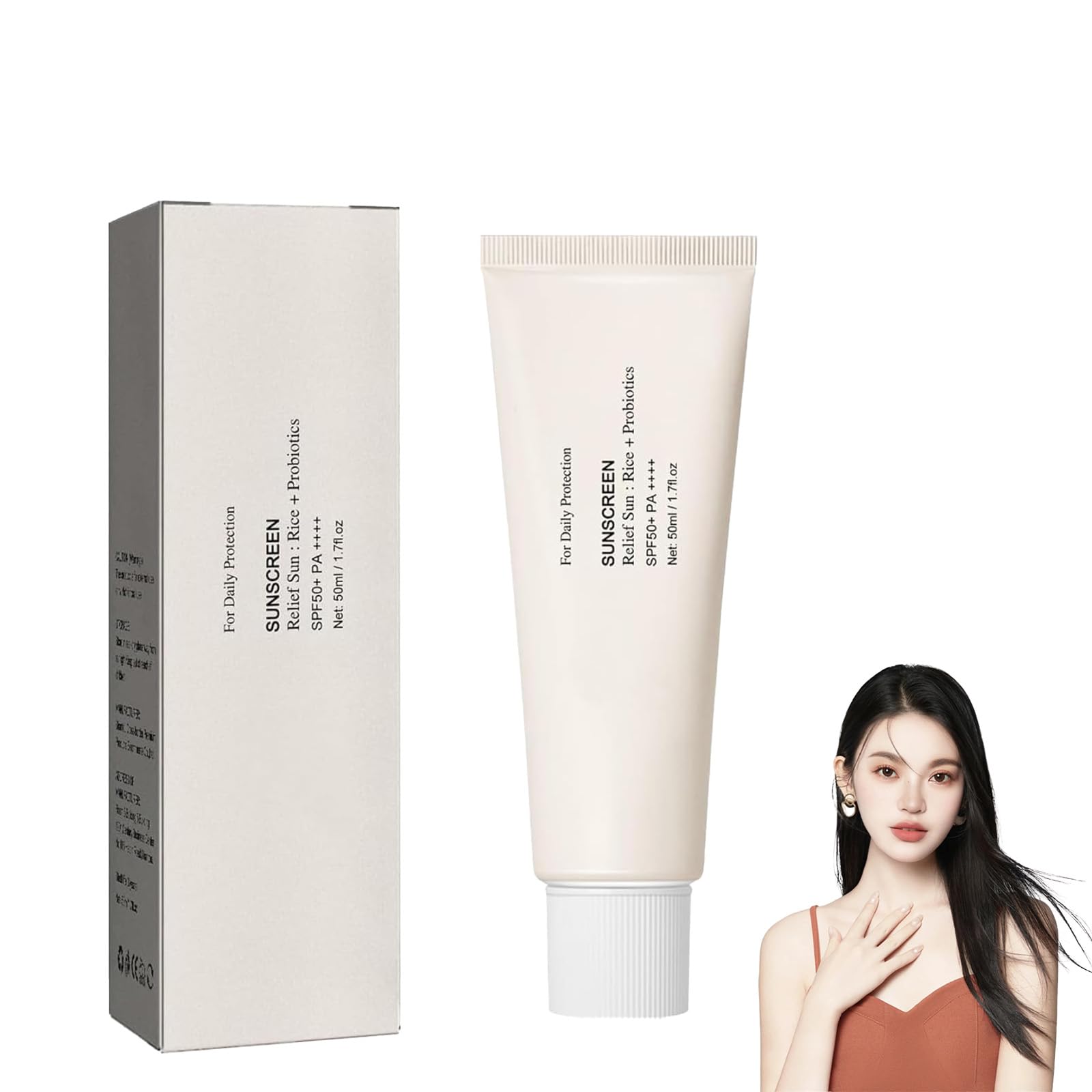 Organic Korean Sunscreen Cream SPF50+ PA++++ with Rice & Probiotics - UV Protection for All Skin Types | Daily Sun Defense for Face & Body | Ideal for Outdoor Activities, Beach & Travel