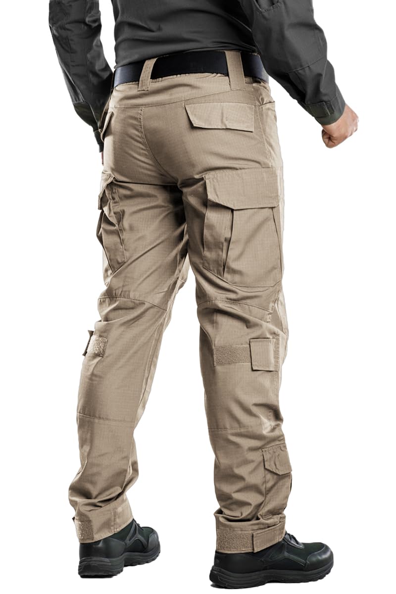 TRGPSG Men's Hiking Pants - Durable Ripstop Camo Cargo Pants with Multiple Pockets for Outdoor Adventures, Camping & Casual Work Wear