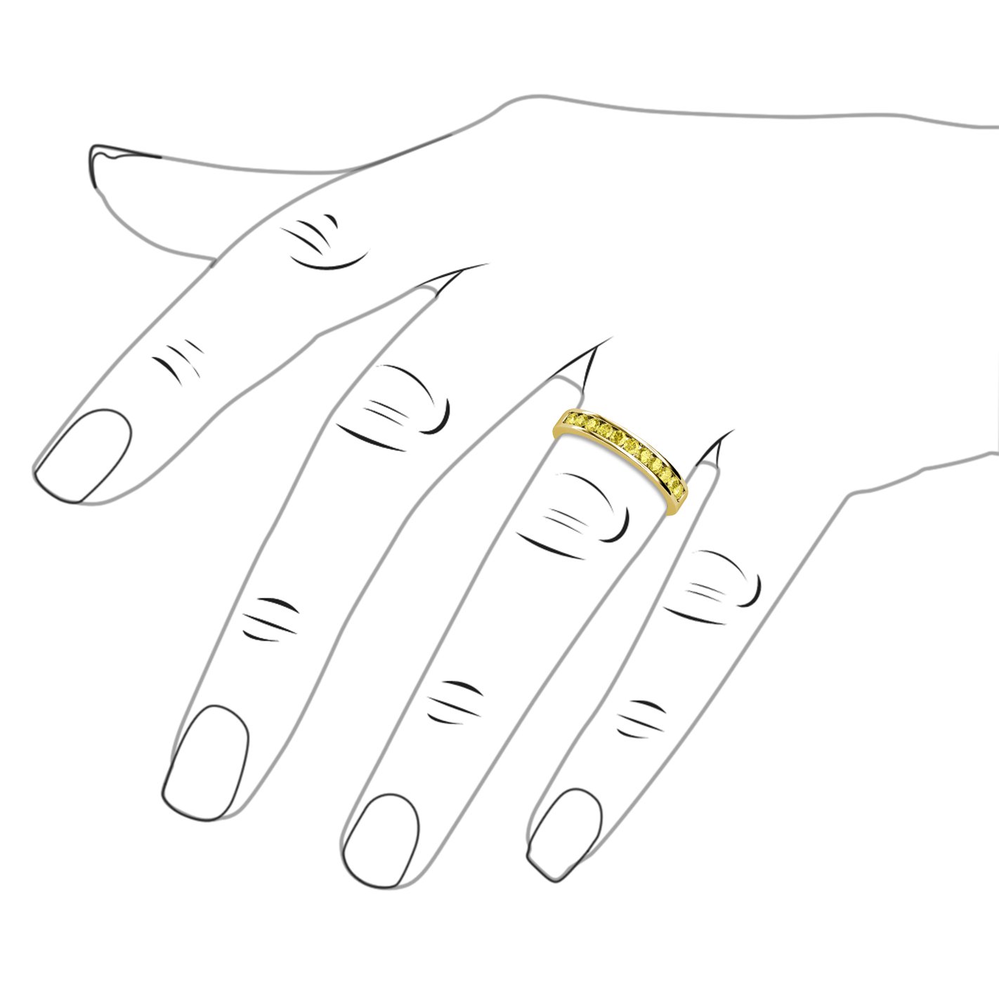 11 Stone Yellow Sapphire Channel Set Wedding Band - 0.36ctw 18K Yellow Gold Ring for Women - Perfect for Engagement, Anniversary & Bridal Jewelry Gifts
