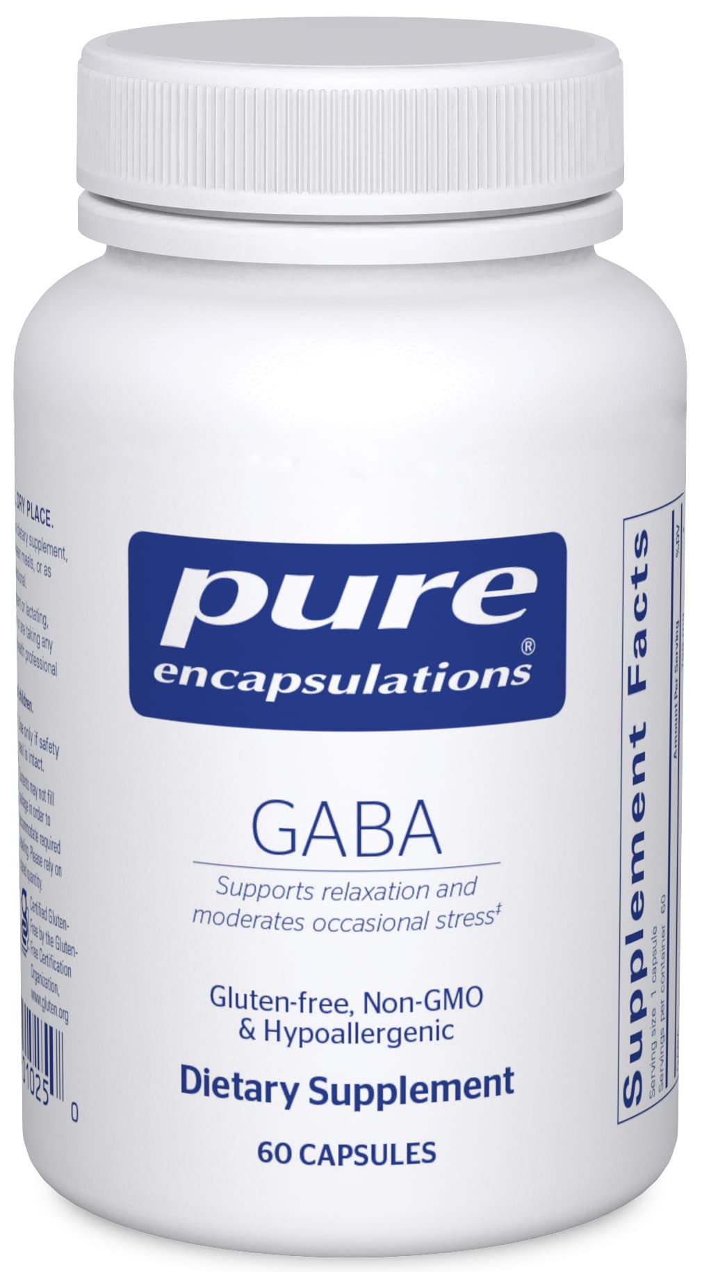 Pure Encapsulations GABA Supplement - Premium GABA Amino Acid Capsules for Relaxation & Stress Relief - 60 Count - Supports Calm Mood & Better Sleep for Work & Daily Life