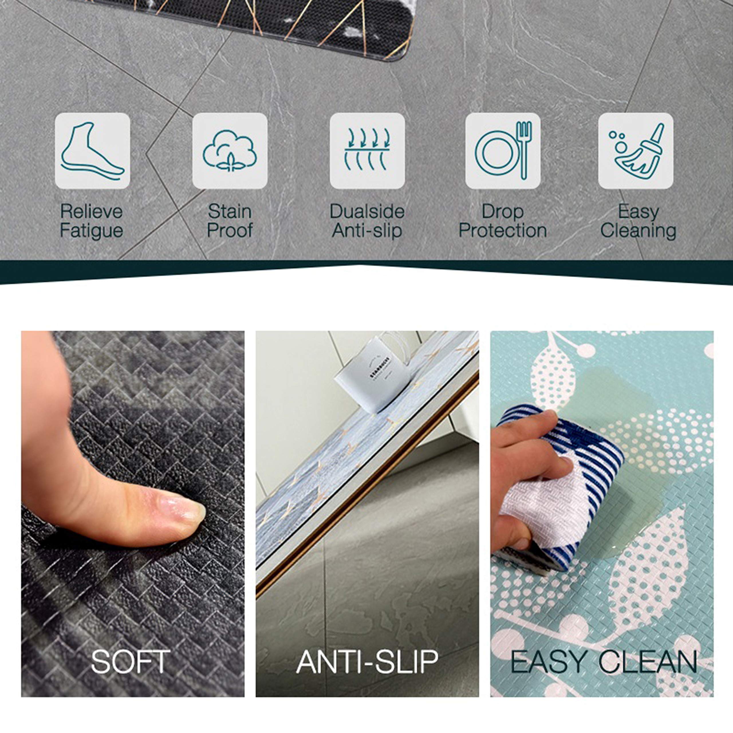 UpNUpCo Anti-Fatigue Kitchen Floor Mats Set - 2-Piece Non-Slip Cushioned Mats for Sink Area (47
