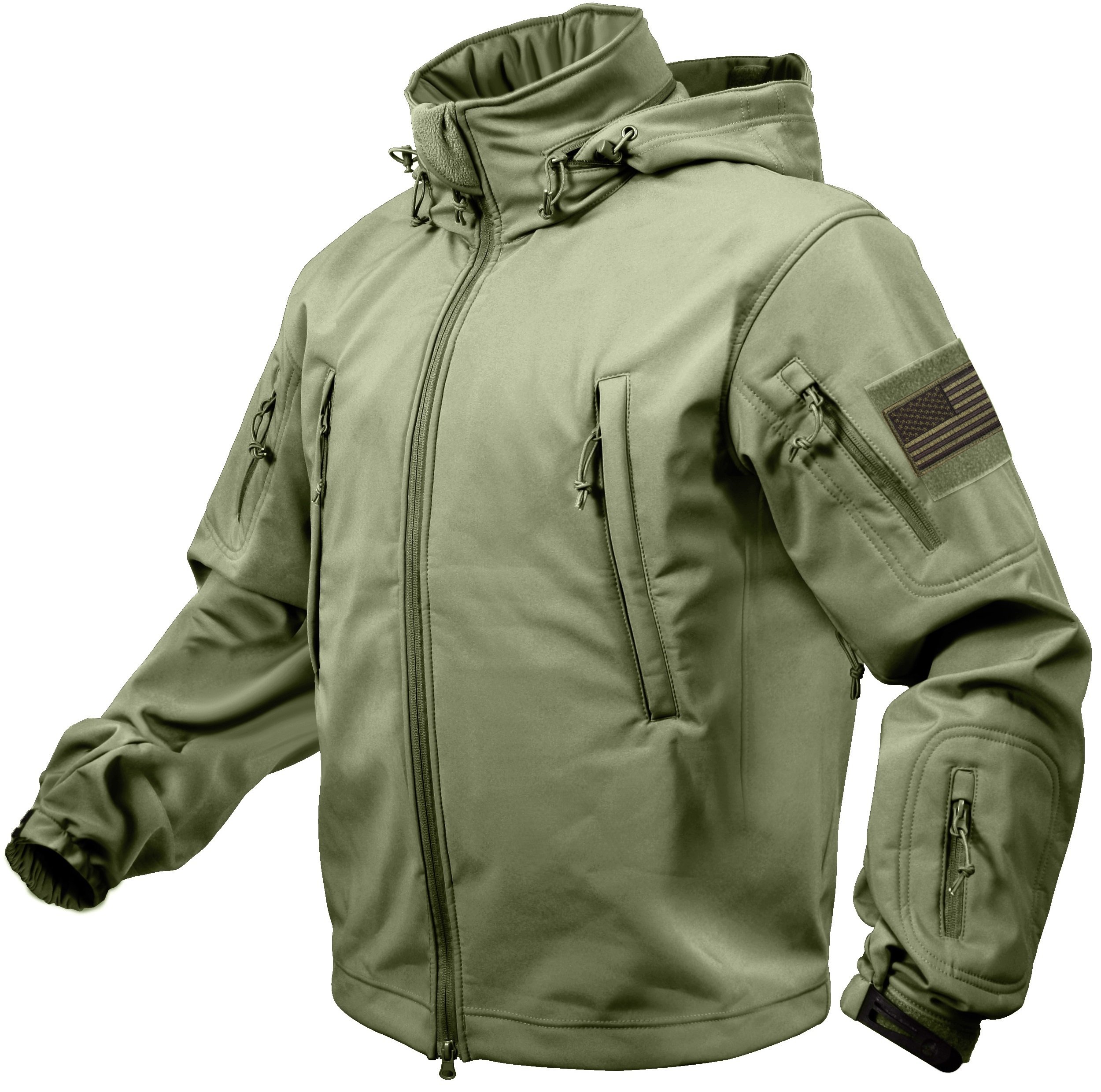 Rothco Special Ops Tactical Soft Shell Jacket with Patches - X-Large, Olive Drab with Olive Patches - Military Style Outdoor Jacket for Hunting, Hiking & Tactical Operations