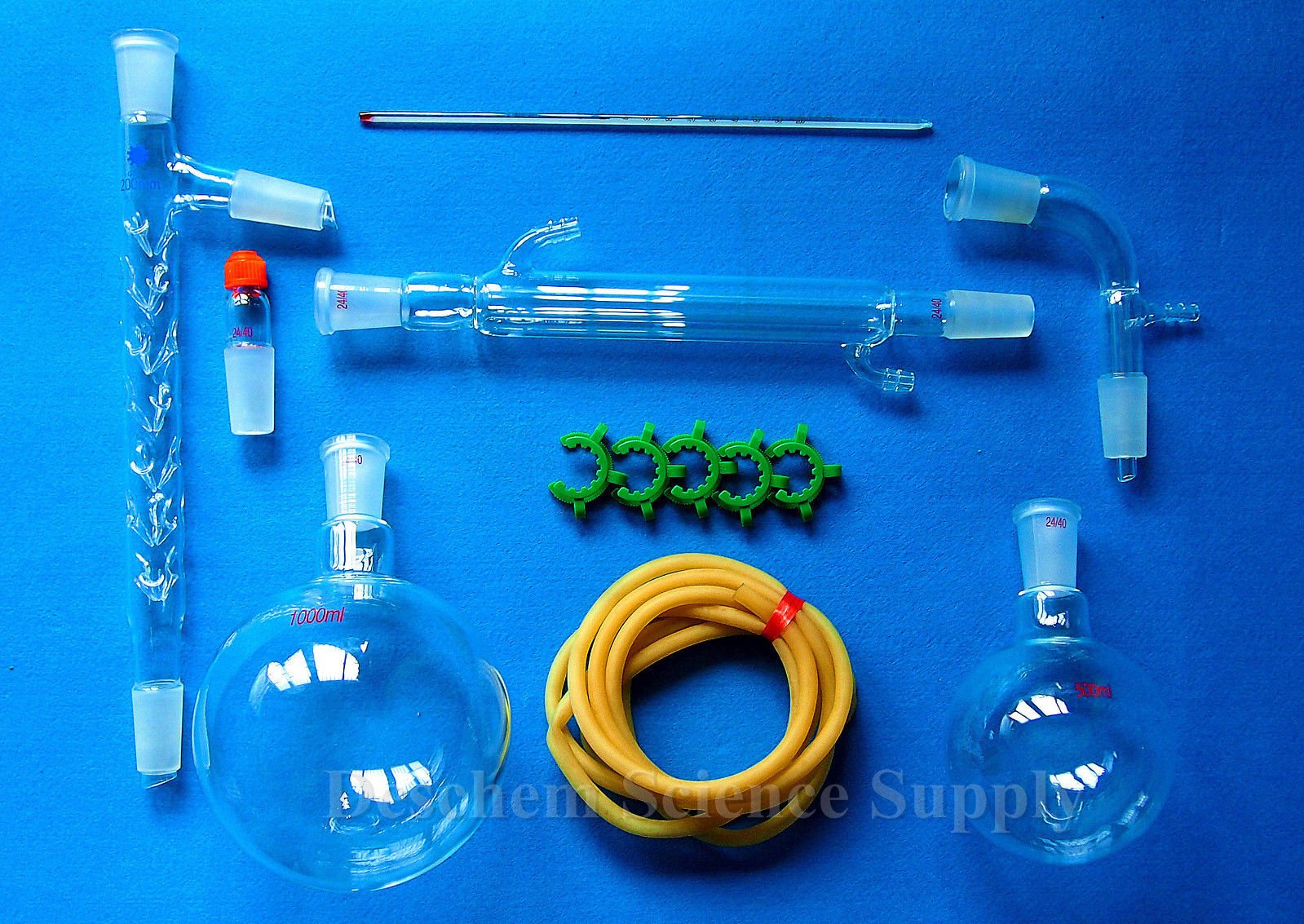 1000ml 24/40 Distillation Apparatus Kit with Vigreux Column & Arm - Essential for Home & Lab Distillation, Essential Oil Extraction, and Chemistry Experiments