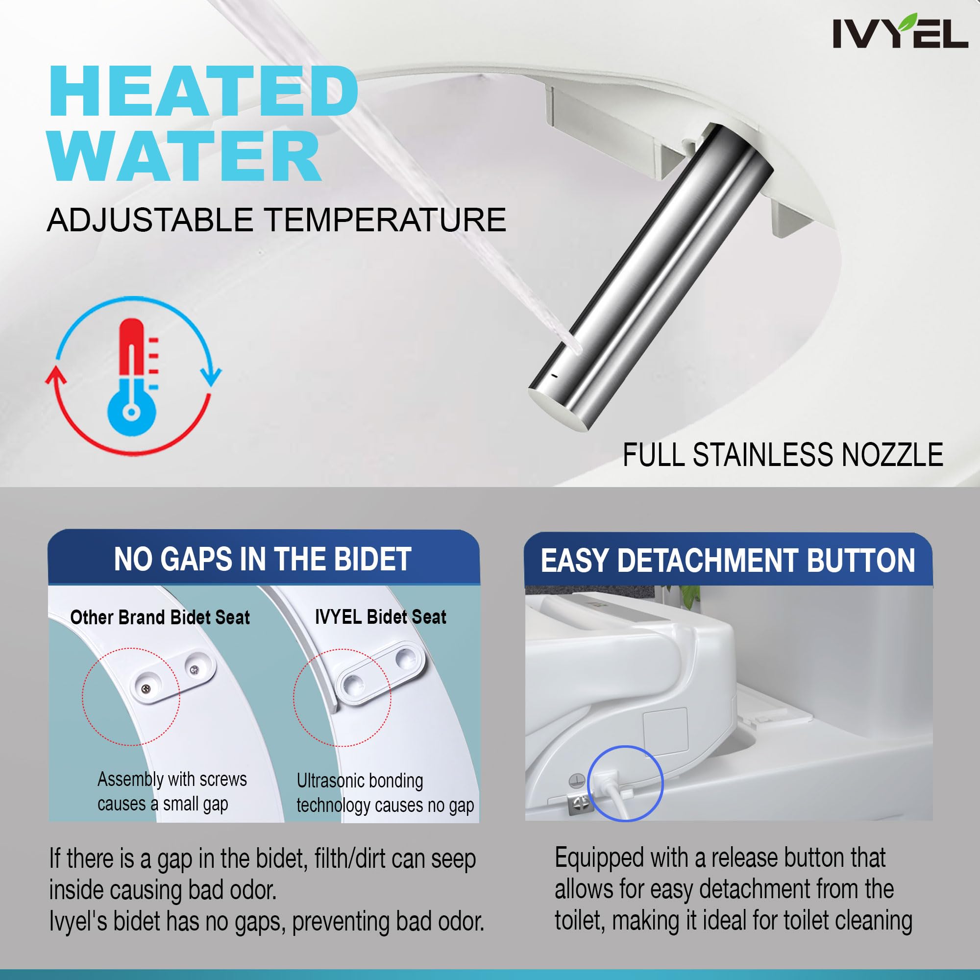 Premium GL-3 Smart Electric Bidet Toilet Seat - Elongated Toilet Compatible with Stainless Steel Self-Cleaning Nozzle, Warm Water, Heated Seat, Air Dryer & Intensive Wash - Perfect for Modern Bathrooms & Luxury Home Upgrades