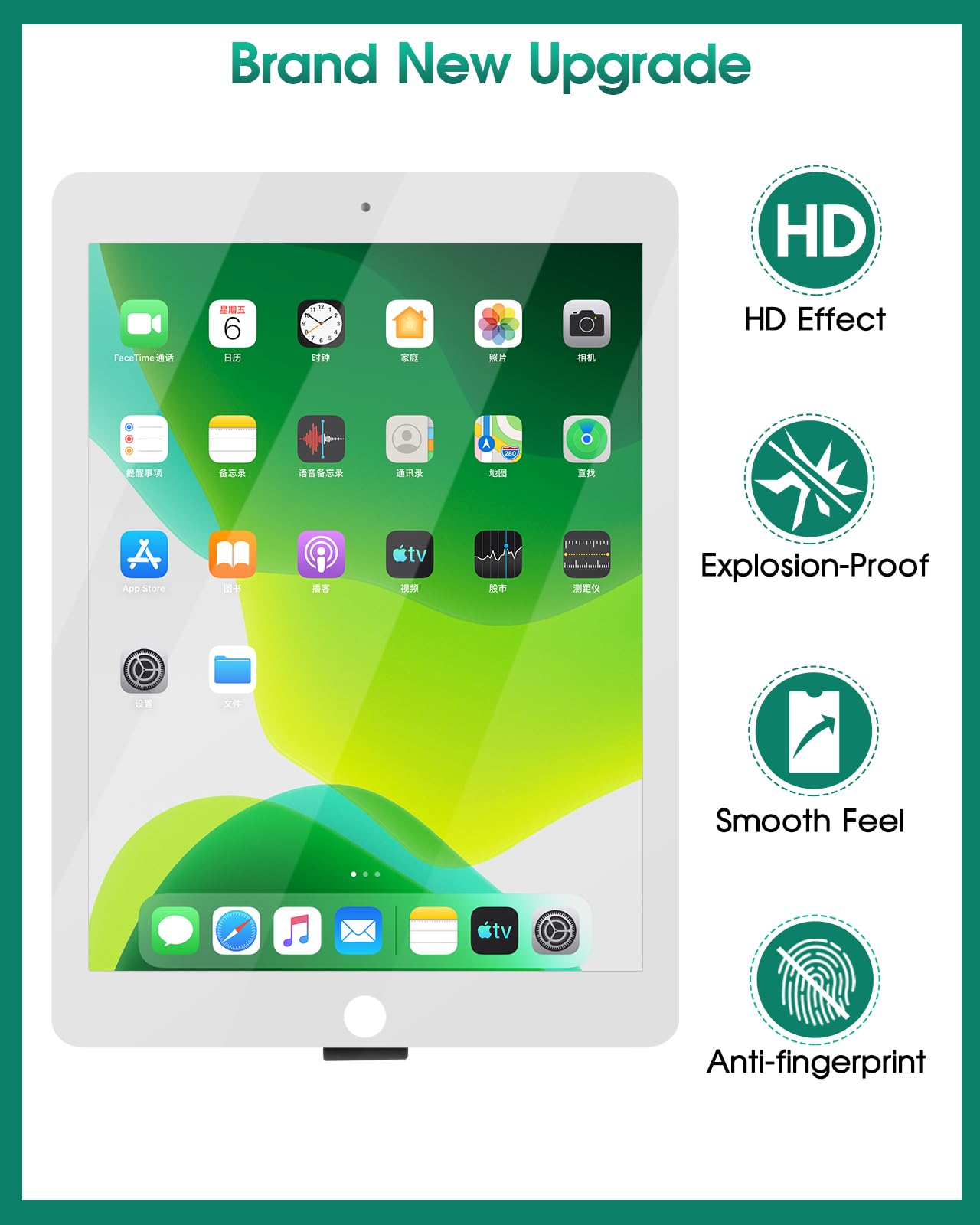 Original iPad Air 2 (2014) LCD Screen Replacement - A1566/A1567 Touch Digitizer Assembly - White (No Home Button) - Perfect for DIY Repair & iPad Air 2nd Generation Display Fix - Home, Office & School Use