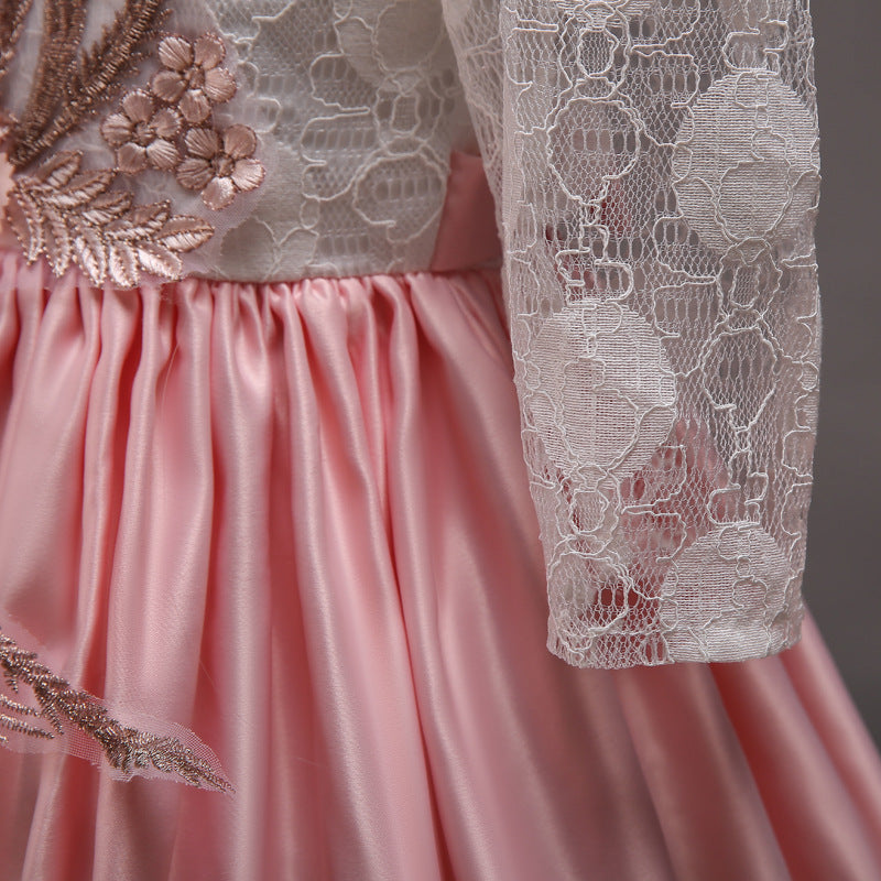 Elegant Lace A-Line Flower Girl Dress with Long Sleeves - Perfect for Weddings, Christenings & Special Occasions