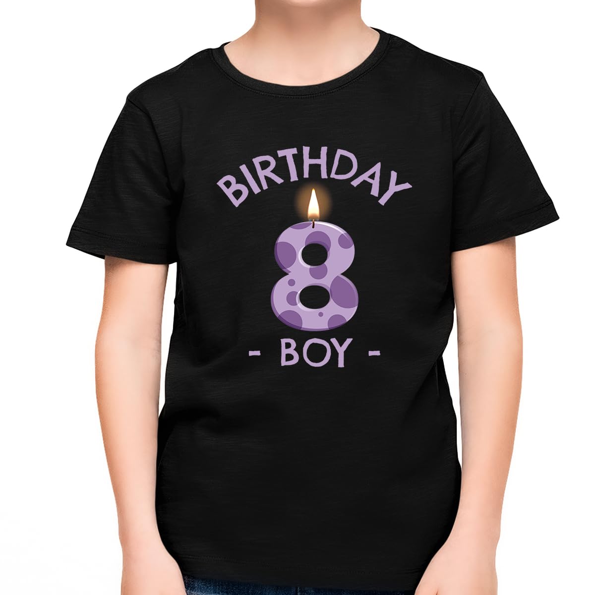 Fire Fit Designs 8th Birthday Candle & Shirt for Boys - 8 Year Old Birthday Gift for Parties, Celebrations & Special Occasions