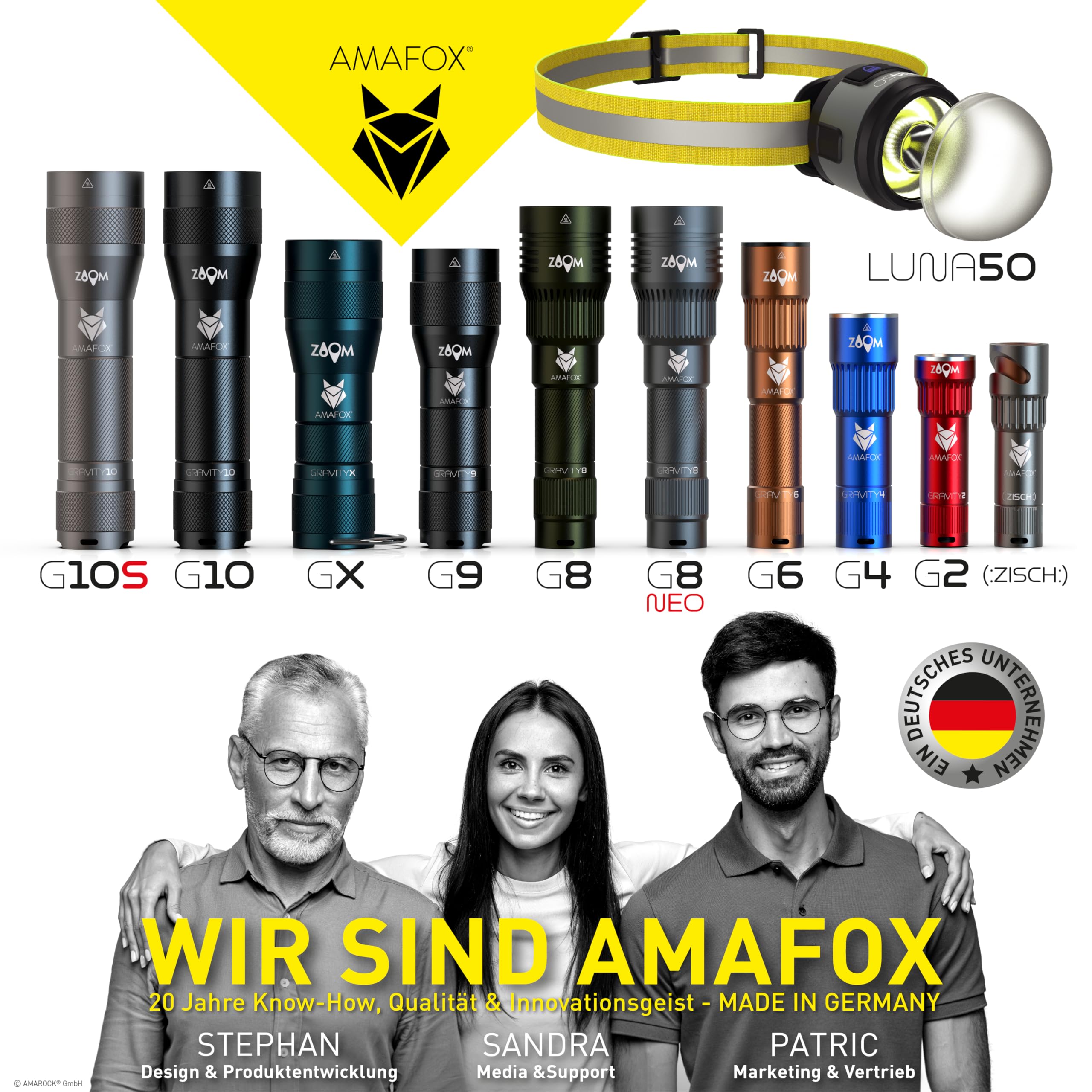 AMAFOX G10-1000 Lumen AA Battery Powered Flashlight - OSRAM XENON Power-LED Super Bright, Adjustable & Zoomable for Camping, Hiking, Emergency and Outdoor Activities