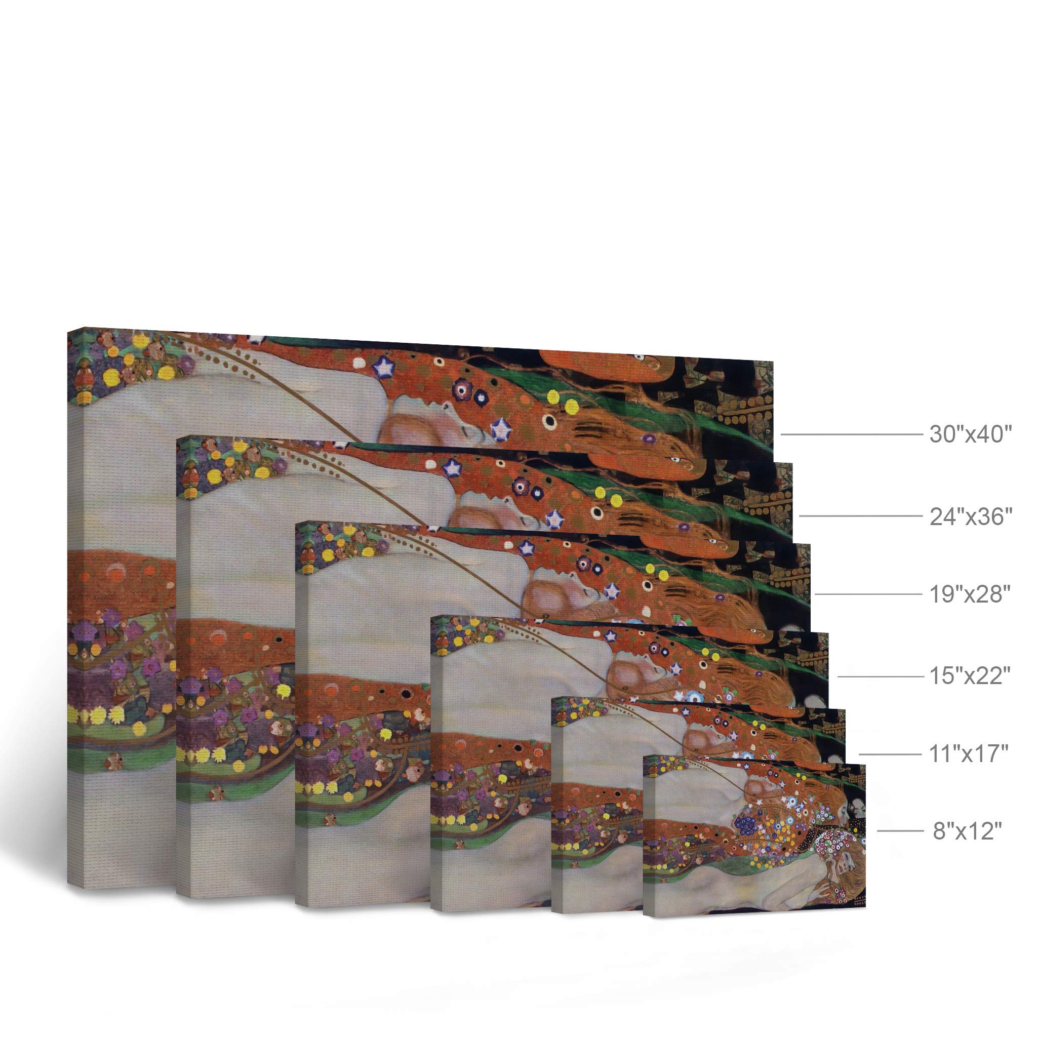 Gustav Klimt Water Snakes II Canvas Wall Art Print - Famous Oil Painting Reproduction - Modern Fine Art Home Decor - Ready to Hang (24x36 Inches) - Perfect for Living Room, Bedroom & Office Decor - Made in USA