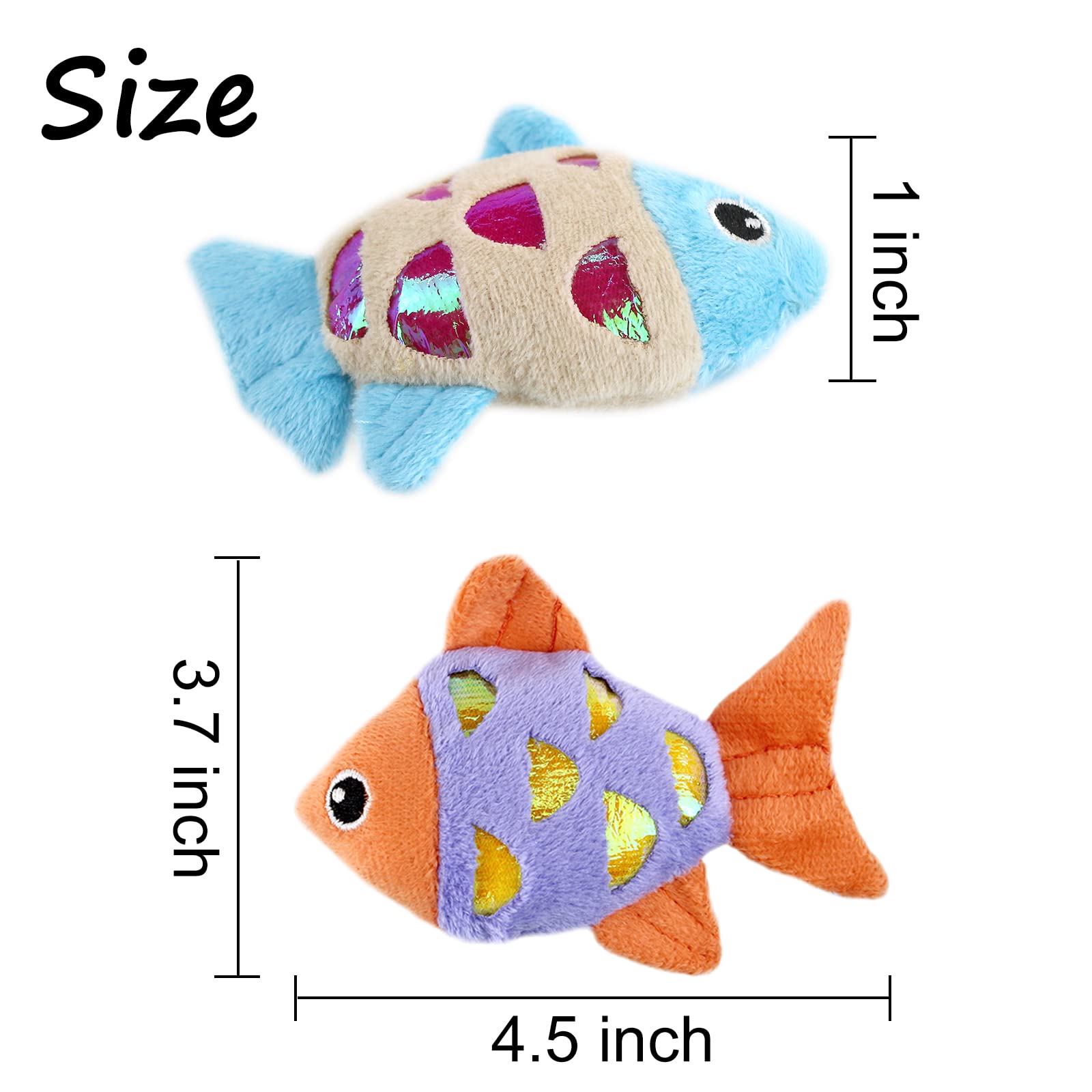 Andiker Catnip Toys for Indoor Cats - 2 Pack Crinkle Fish Cat Toys with Shine Rings, Interactive Chew & Play Toys for Kittens - Perfect for Playtime, Training & Bonding with Your Feline Friend