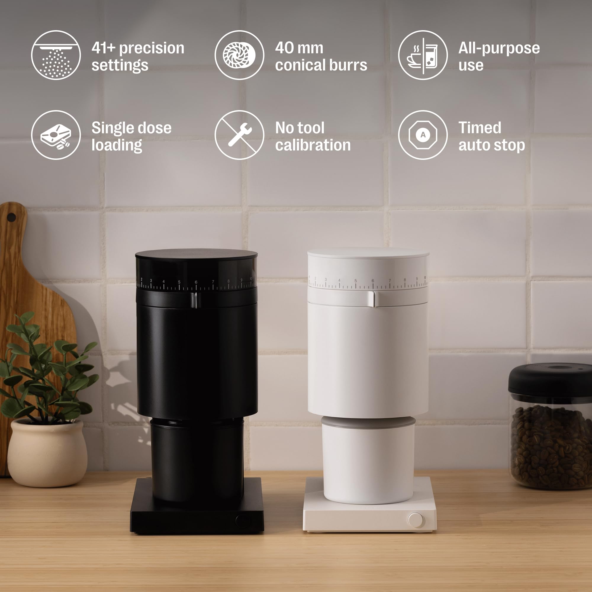 Fellow Opus Conical Burr Coffee Grinder - Premium Espresso Grinder with 41 Precise Settings for Espresso, Drip, French Press & Cold Brew - Matte White - Perfect for Home Baristas & Coffee Enthusiasts