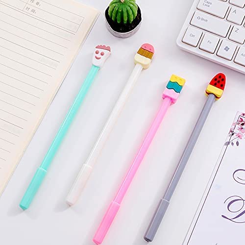 32-Piece Cute Cartoon Black Gel Ink Pens - 0.5mm Fine Tip Ice Cream Design Writing Pens for School, Office & Home - Assorted Styles Stationery Gift for Kids, Students (Perfect for Birthday Presents, Note Taking & Creative Journaling)