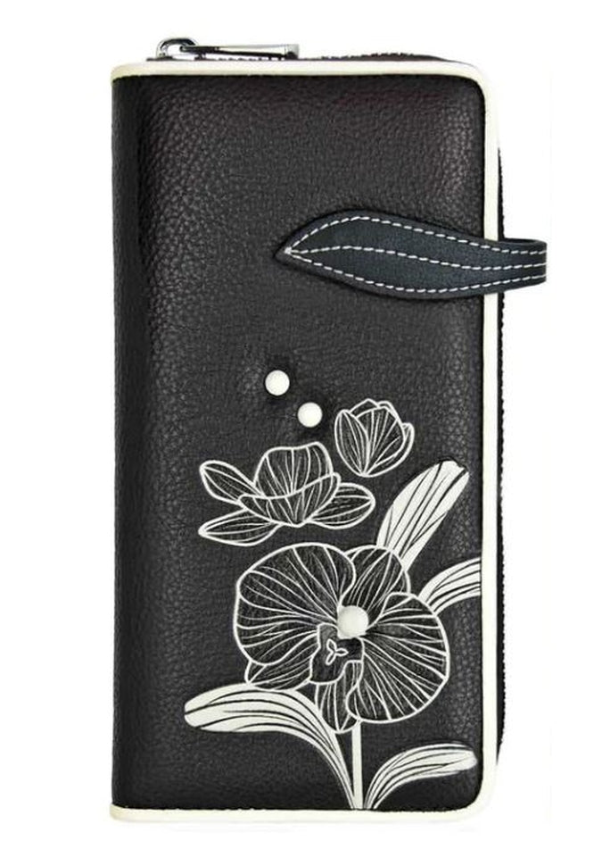 Elegant Espe Orchid Clutch Wallet for Women - Slim RFID Blocking Wristlet Purse with Card Slots - Perfect for Evening Parties, Weddings & Special Occasions