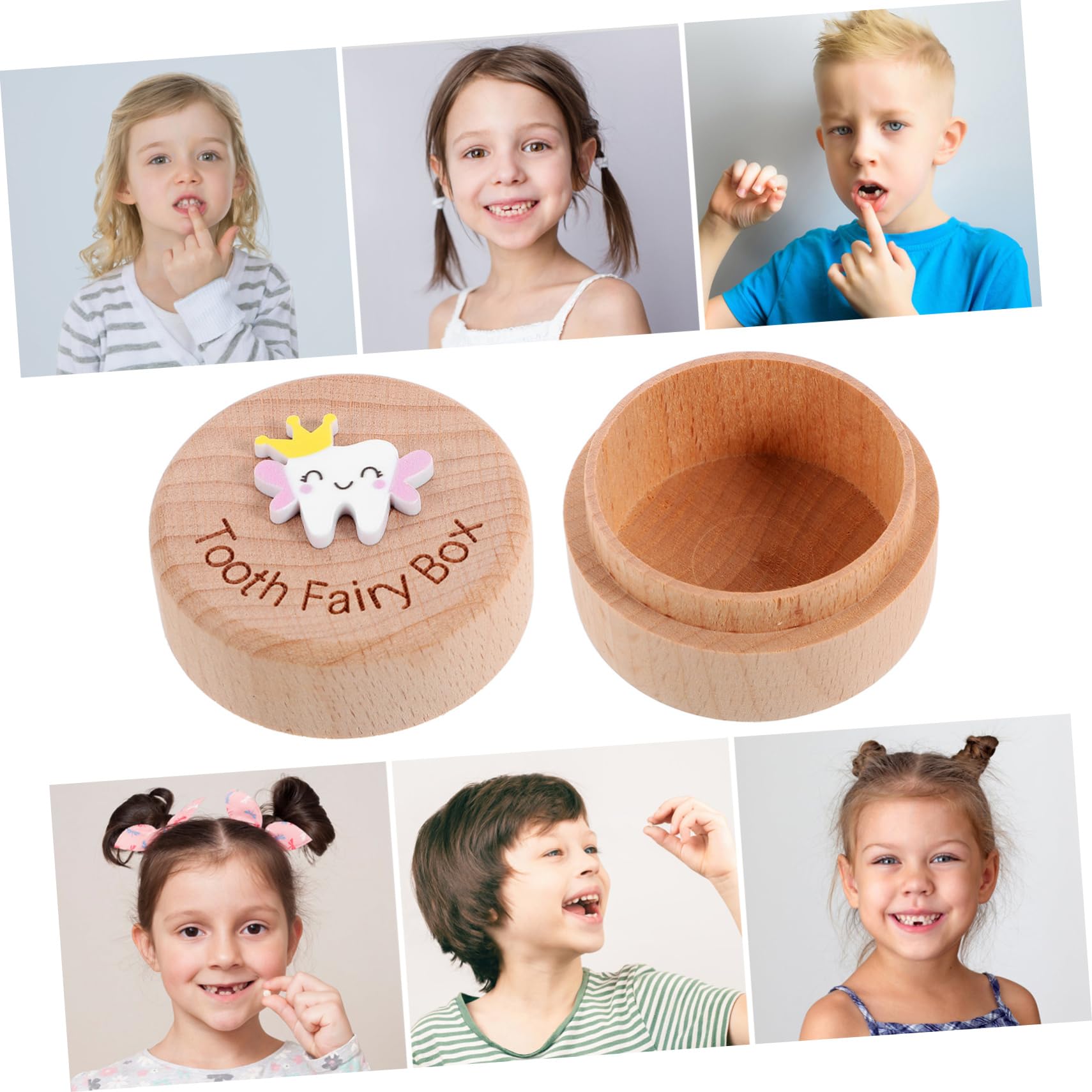 PRETYZOOM Wooden Baby Tooth Keepsake Box - First Tooth Holder for Kids, Children's Tooth Fairy Organizer with Fetal Hair Storage - Perfect for Baby Shower Gifts & Memory Preservation