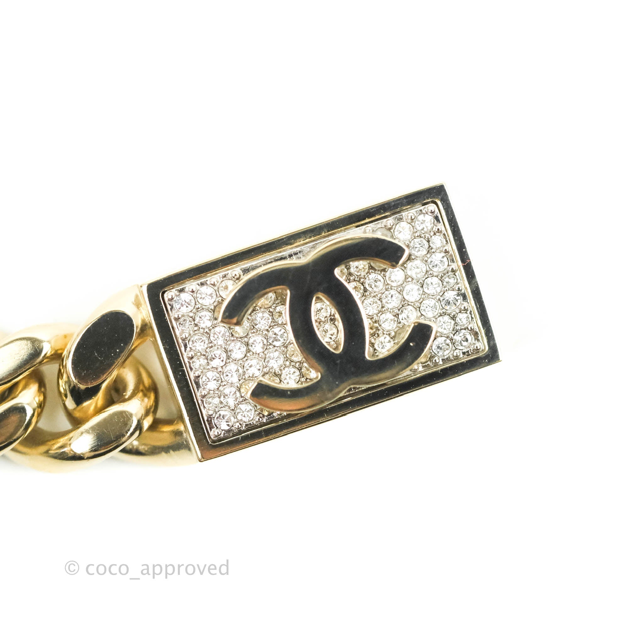 Chanel CC Crystal Drop Earrings - Gold Tone Chain Link Dangle Earrings for Women | Perfect for Parties, Weddings & Evening Events