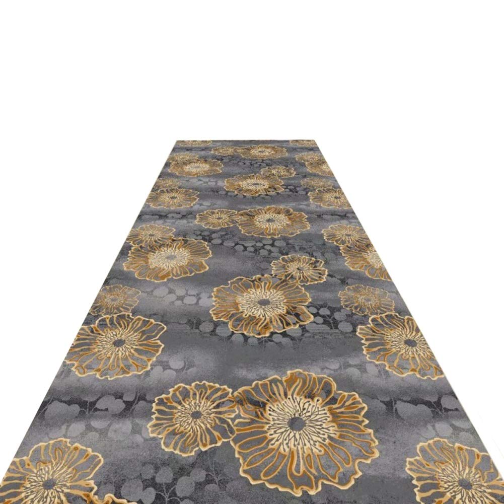 Vintage Floral Runner Rug - Grey Indoor Carpet with Flower Pattern, Machine Washable & Easy Clean (100cm x 800cm) - Perfect for Hallways, Staircases & Entryway Decor