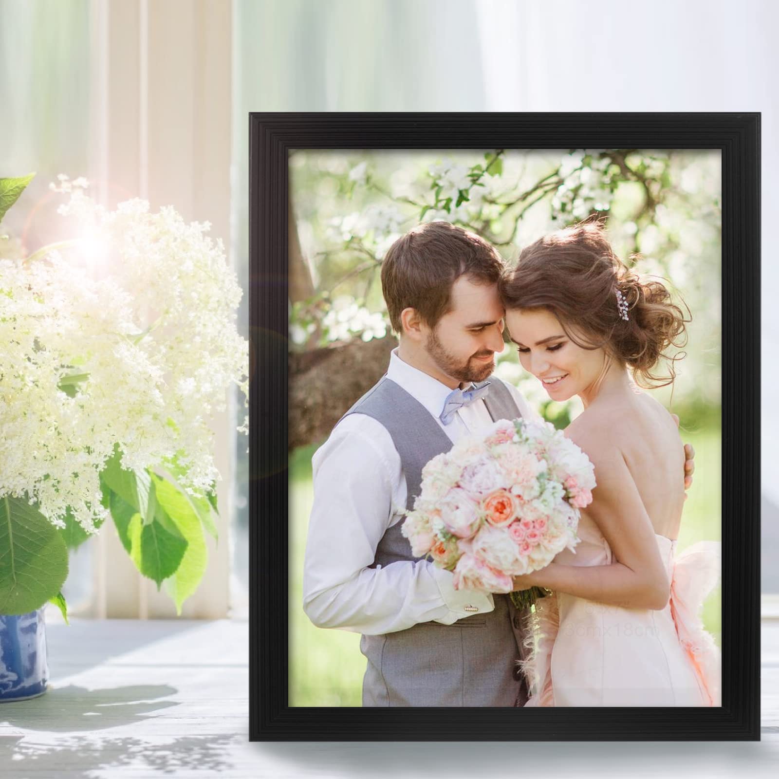 PECULA 2 Pack 8x10 Black Picture Frames - Wall Mount & Tabletop Photo Frames with Clear Glass Display - Perfect for Home Decor, Office, Gallery & Gift Giving