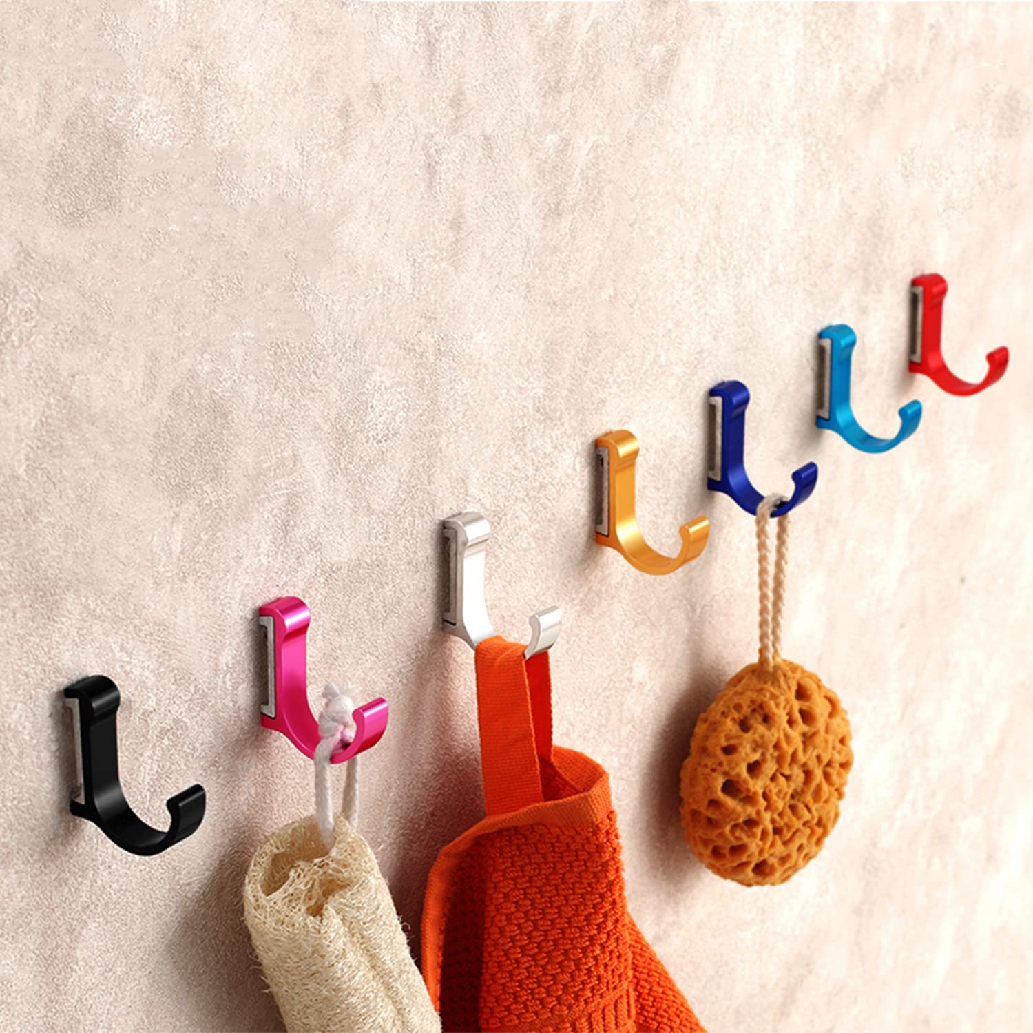 Wall Mounted Hook - Aluminum Alloy Coat Hooks 5Pcs for Bathroom, Robe & Keys