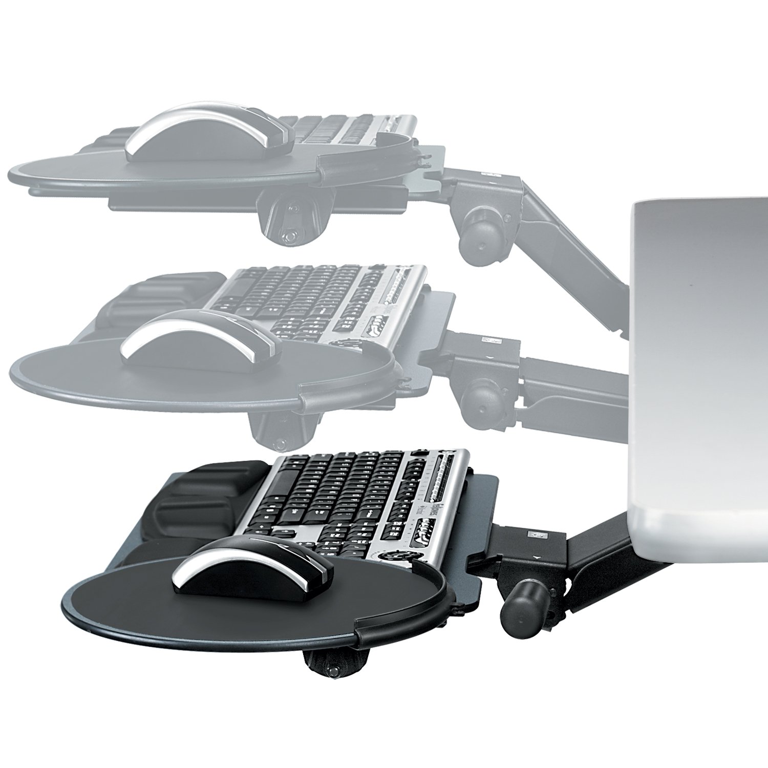 Fellowes 8029801 Adjustable Black Keyboard Tray for Sit Stand Desk - 21.75-Inch Track, 19x10.625-Inch Platform - Ergonomic Workspace Solution for Office & Home Computer Setup