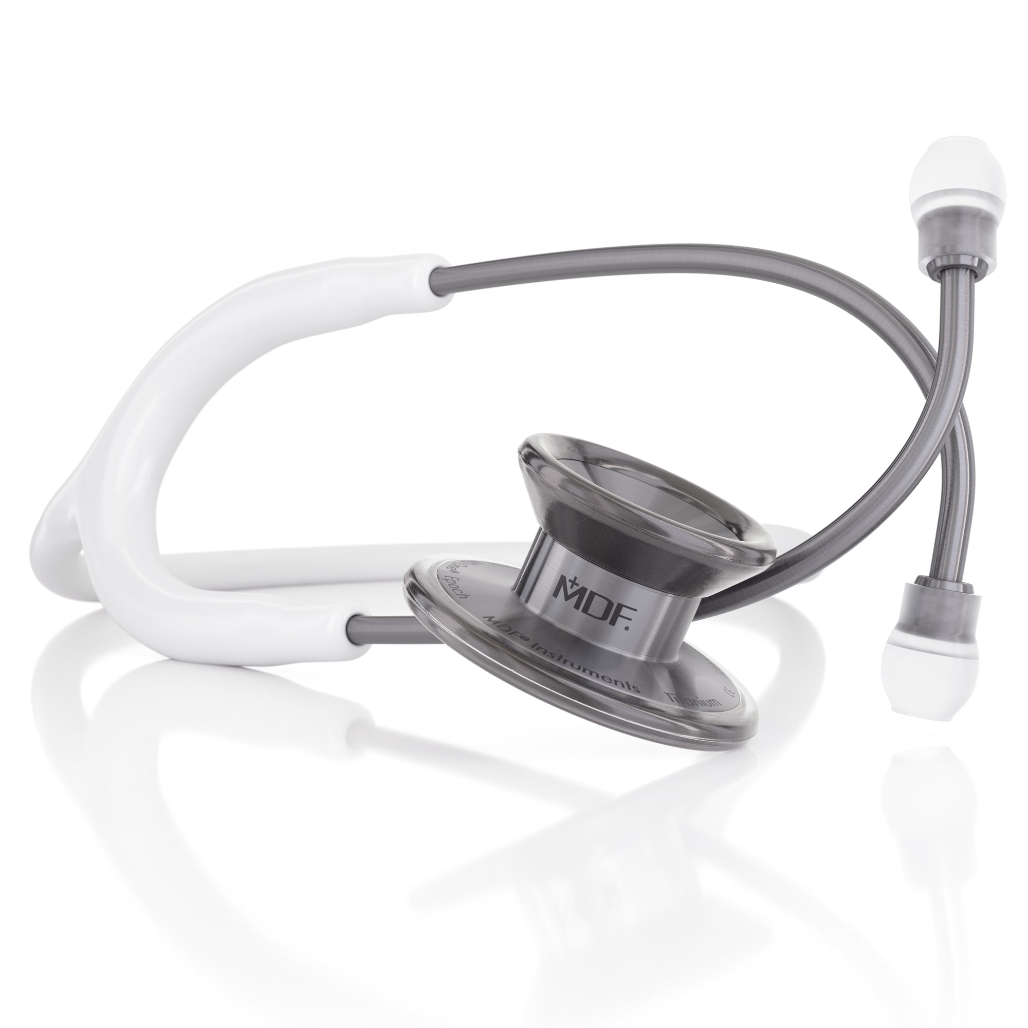 MD One® Epoch® Titanium Adult Stethoscope - Premium White & Metalika Finish for Medical Professionals | Ideal for Doctors, Nurses & Healthcare Workers in Hospitals & Clinics