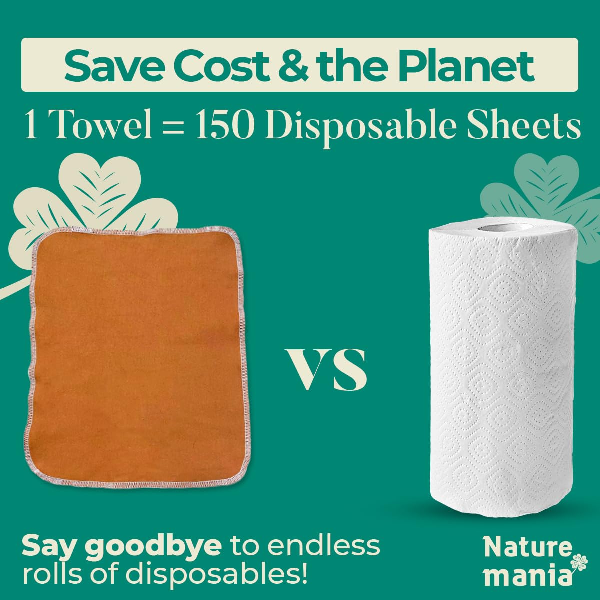 24-Pack Reusable Paper Towels - Eco-Friendly, Super Soft 100% Cotton Washable Kitchen Towels | Sustainable Alternative to Disposable Paper Towels for Cleaning, Spills & Everyday Household Use