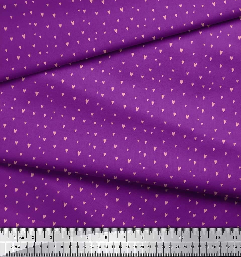 Soimoi Rayon Purple Fabric by The Yard - 42 Inch Wide - Small Heart Pattern Printed Fabric for DIY Dresses, Curtains & Home Decor - Sweet Elegance Design
