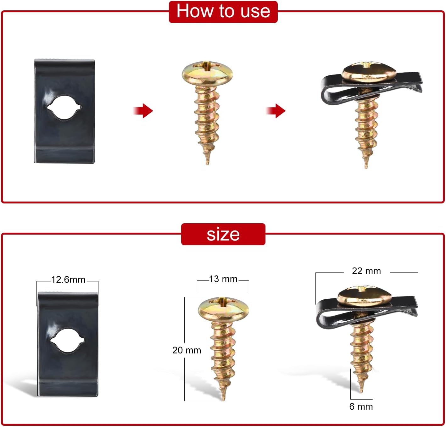 170 Pcs Car U Clip Screw Assortment Kit - Automotive Fastener Set for Interior & Exterior Trim, Door Panels, Bumpers - Universal Fit for Most Vehicles