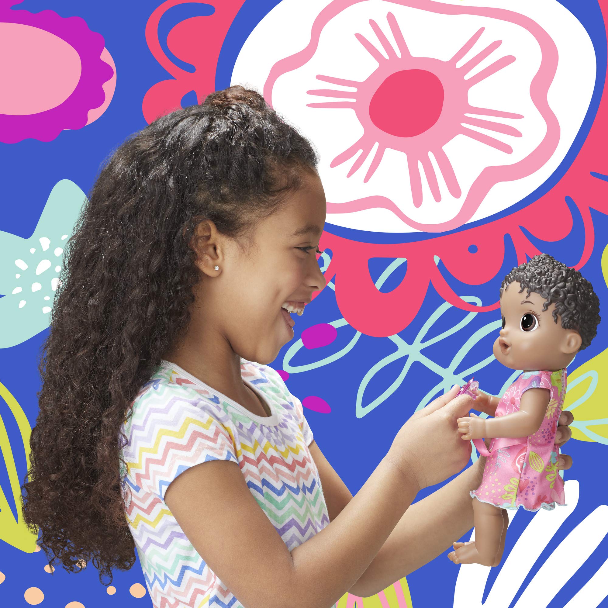 Baby Alive Lil Sounds Interactive Black Hair Baby Doll for Kids Ages 3+ | 10 Realistic Sound Effects (Giggles, Cries) with Pacifier | Perfect Gift for Toddlers, Pretend Play & Role Playing Games