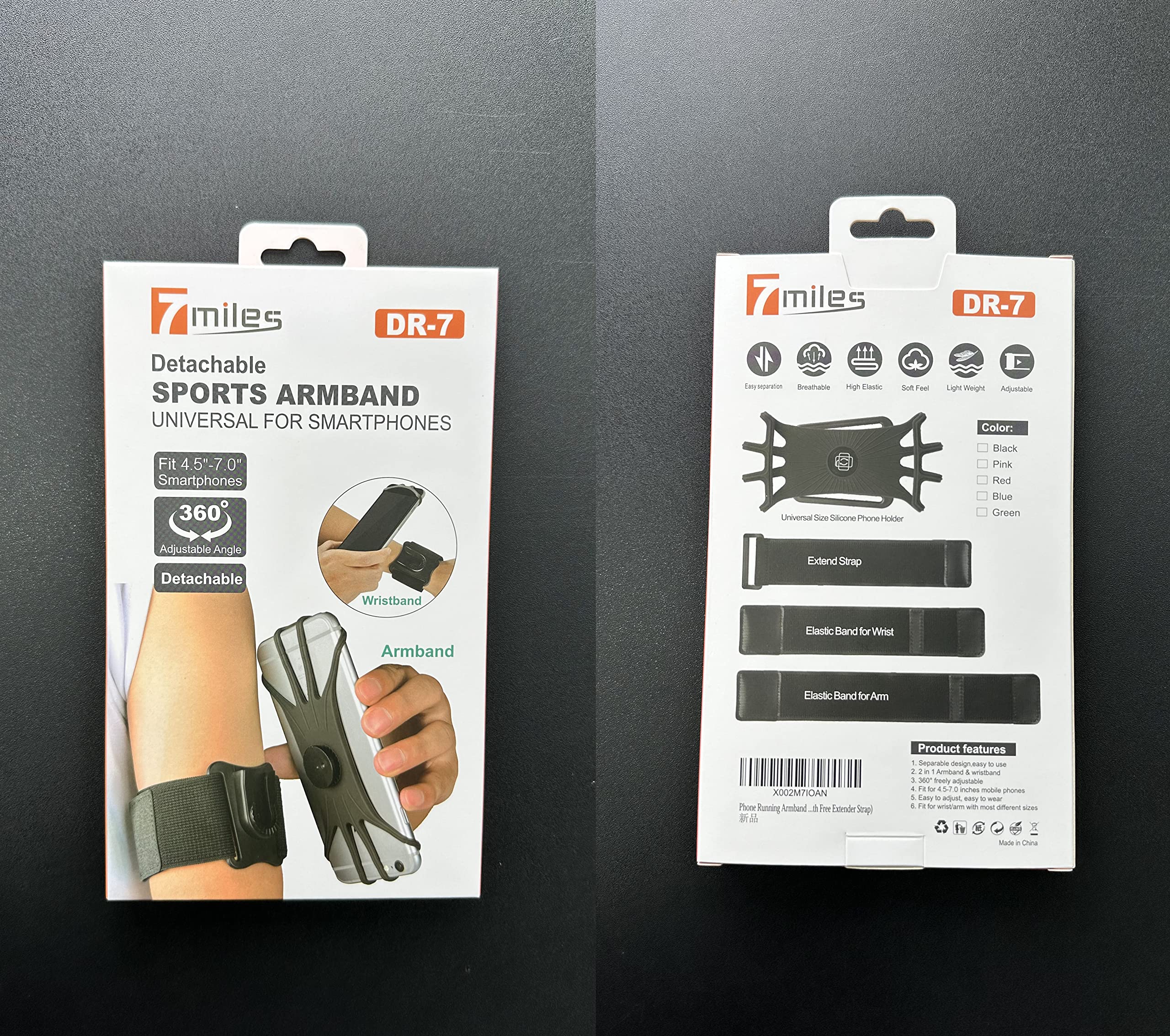 **Universal Running Armband Phone Holder - Adjustable 2-in-1 Arm & Wrist Band for iPhone, Samsung, Huawei, Google, Xiaomi, LG (4.0''-7.0'', Black with Extender Strap) - Perfect for Jogging, Gym & Outdoor Activities**
