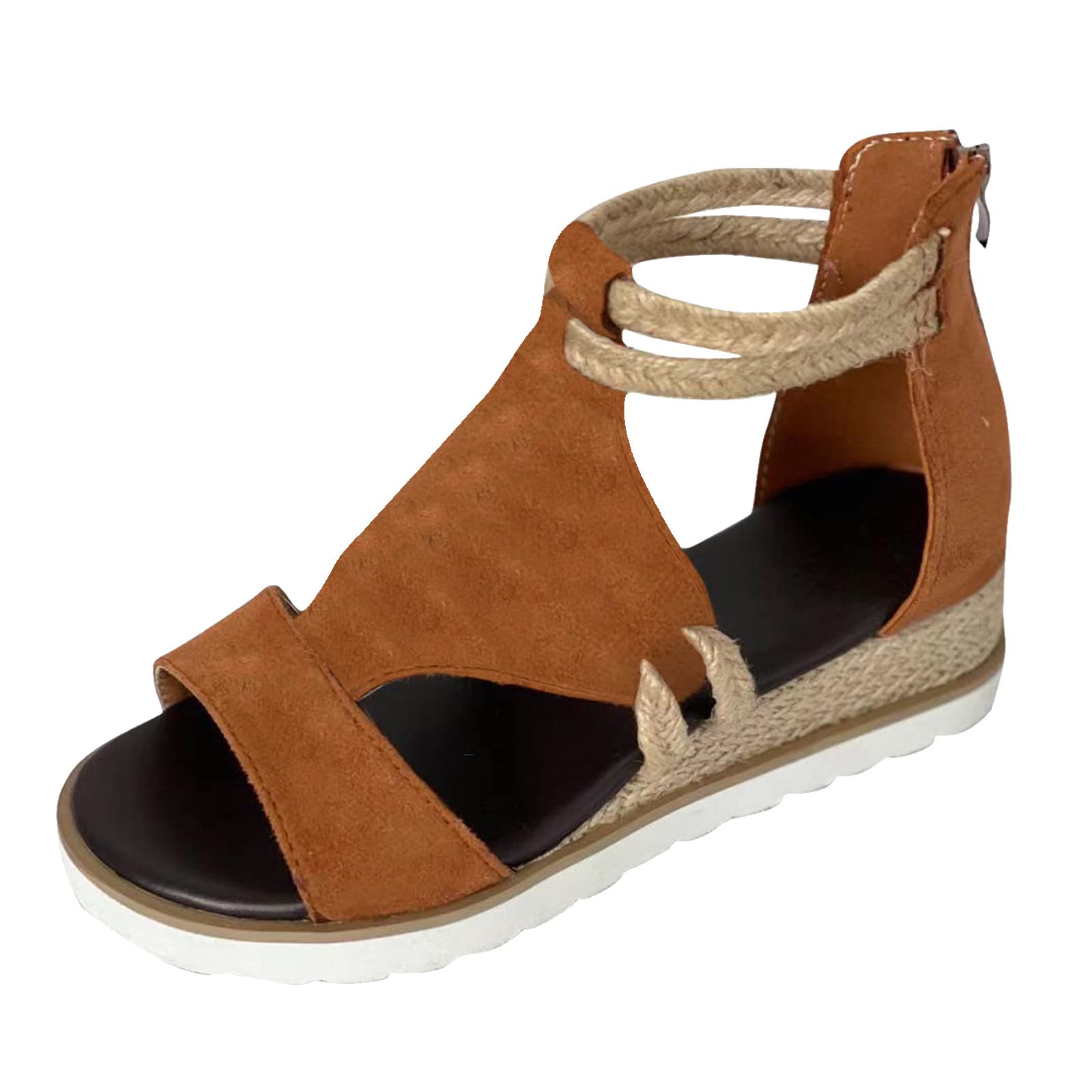 Women's Dressy Wedge Sandals - Black & Grey Espadrilles Flats for Women | Comfortable Summer Heels for Beach, Wedding & Casual Outings