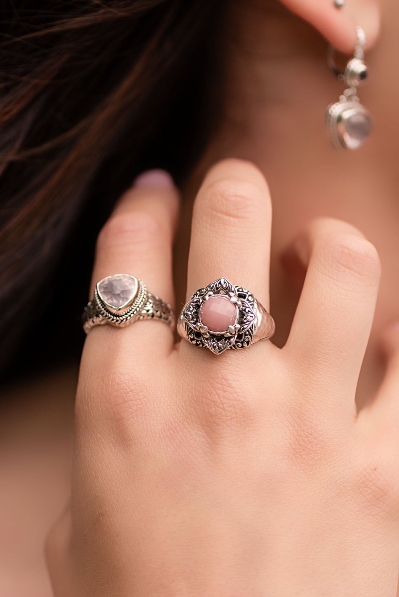 Choose Love Ring™ in Cloud Pink Rose Quartz - Elegant Rose Quartz Jewelry for Women, Healing Crystal Ring for Love & Positivity - Perfect for Valentine's Day, Anniversary & Self-Care Gifts