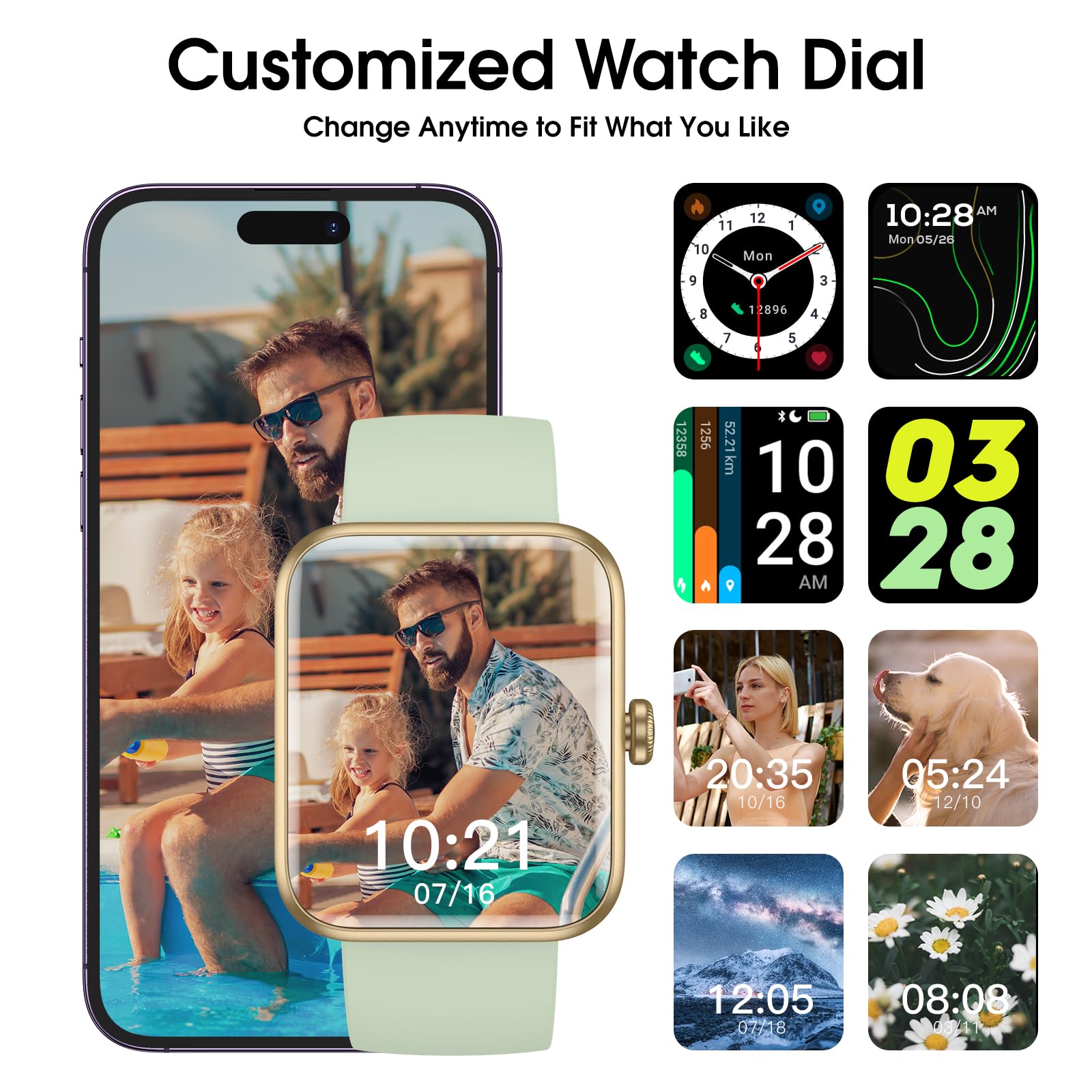 Smart Watch for Men & Women - 45mm Touchscreen Fitness Tracker with Heart Rate Monitor, Blood Oxygen & Sleep Tracking | IP68 Waterproof | Compatible with Android & iOS | Perfect for Workouts, Running & Daily Activity Tracking