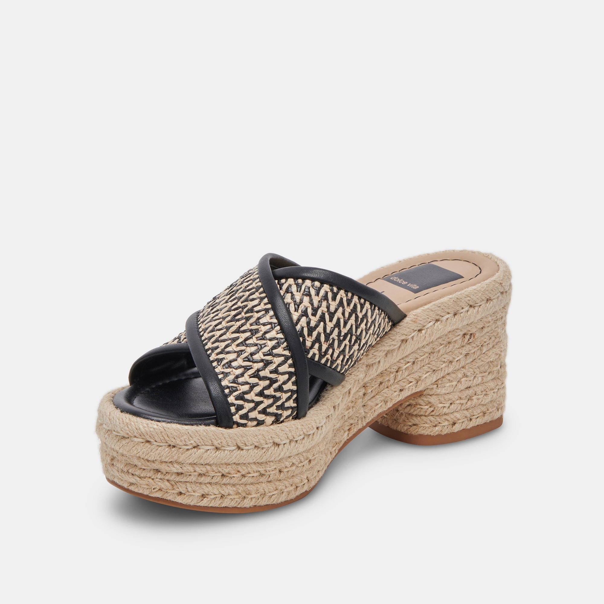 Eldora Women's White & Black Raffia Heels - Comfortable Summer Sandals for Beach, Party & Casual Wear