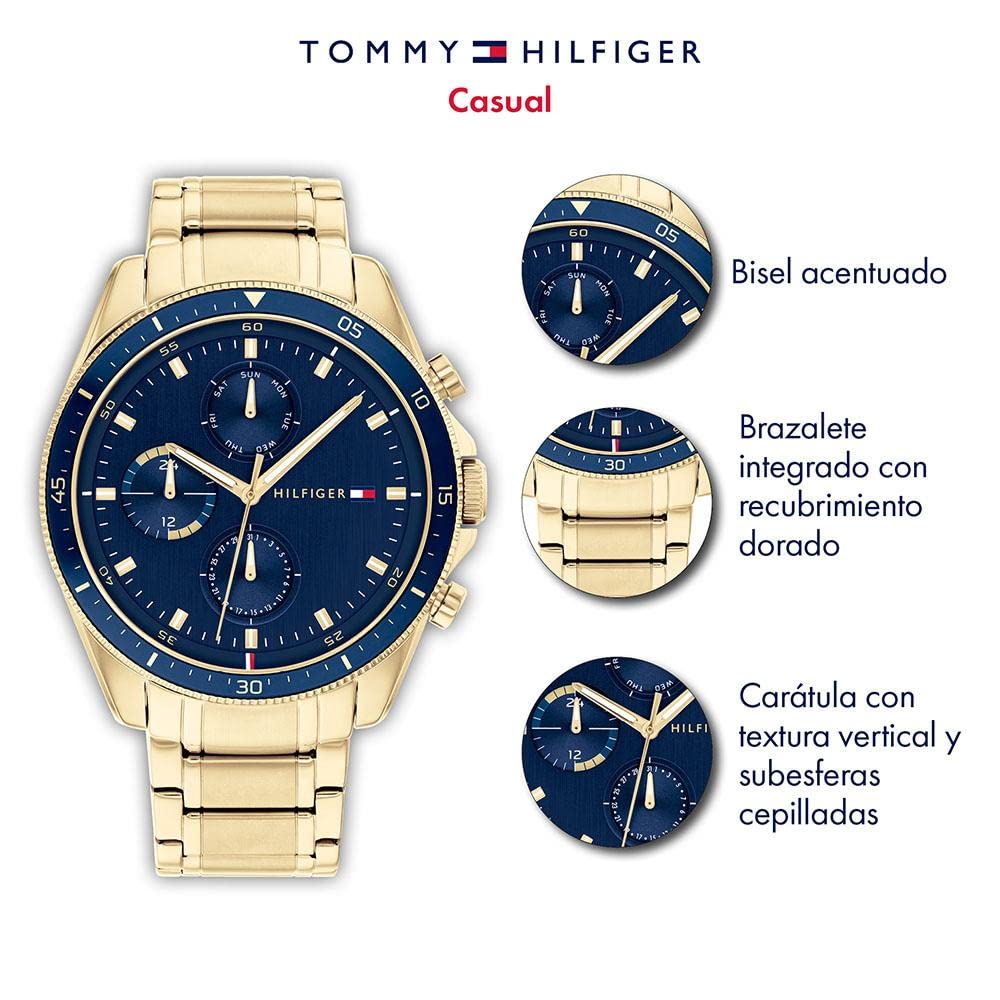 Tommy Hilfiger Men's Stainless Steel Quartz Multifunction Watch - 44mm Casual Dress Watch for Men - Perfect Gift for Him, Business, Office & Everyday Wear