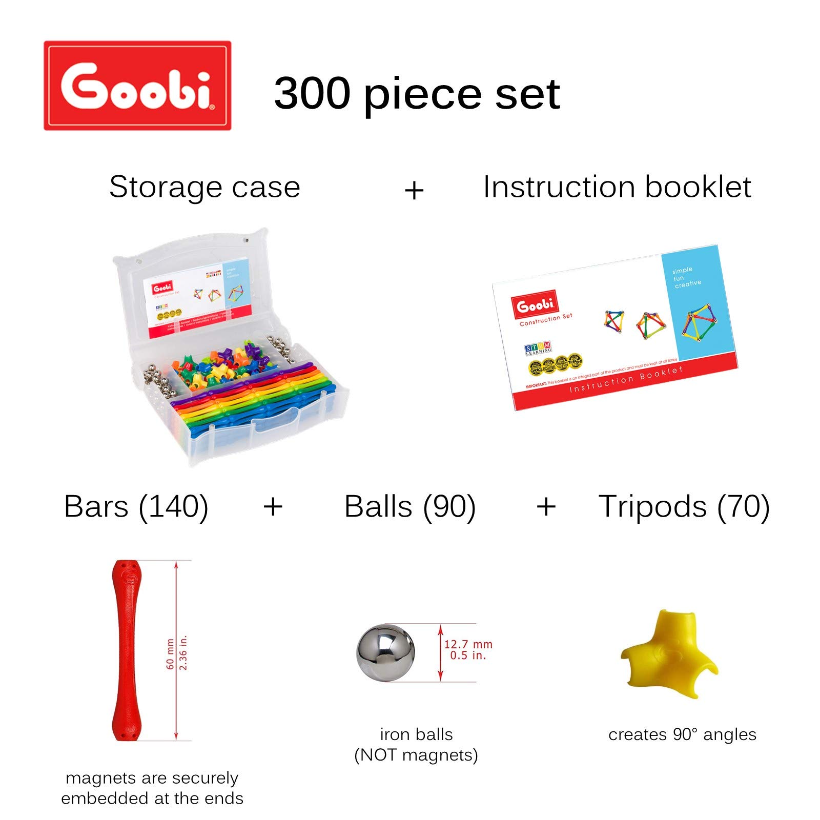 Goobi 300-Piece Magnetic Building Blocks Set - STEM Educational Construction Toy for Kids Ages 3-8 | Montessori Learning, Creative Play & Brain Development | Perfect for Classroom, Home & Travel Activities