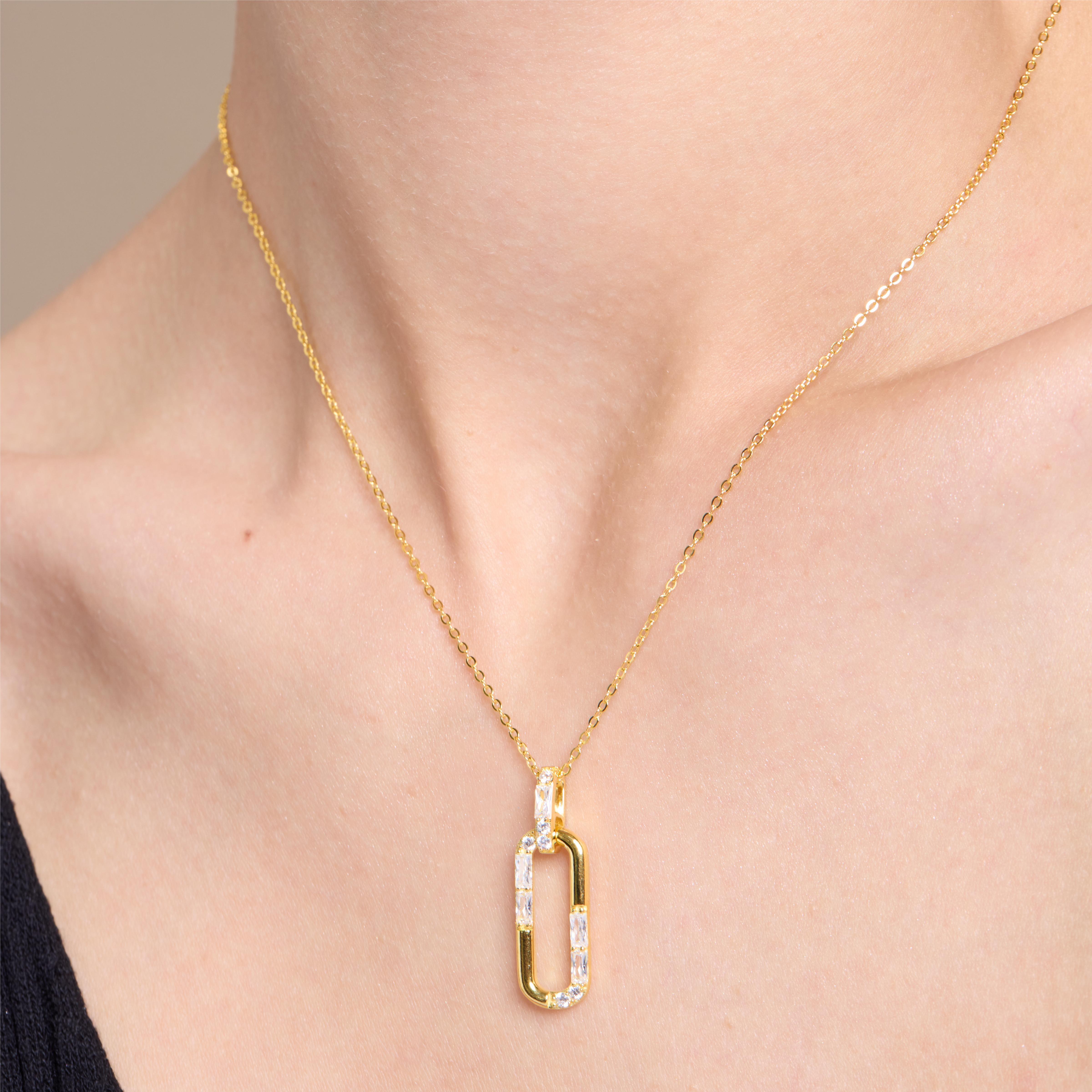 Golden Pin Pendant Necklace - Elegant 14K Gold Plated Jewelry for Women | Perfect for Parties, Weddings & Everyday Wear