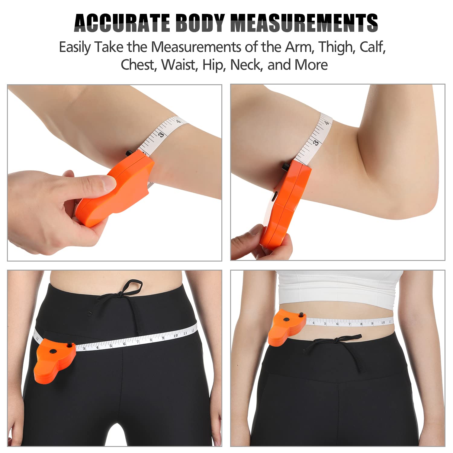 4 Pack 60 Inch (150cm) Retractable Body Measuring Tape - Accurate Weight Loss & Muscle Gain Tracking Tool, One-Hand Operation | Perfect for Fitness Enthusiasts, Tailors & Home Measurements