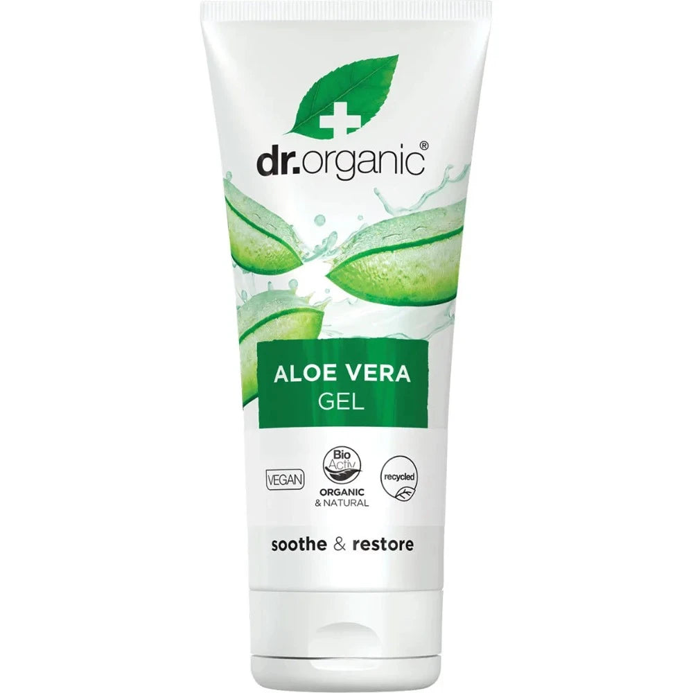 DR ORGANIC Aloe Vera Gel 200ml - 100% Pure Natural Soothing Moisturizer for Face, Body & Hair - Sunburn Relief, Skin Hydration & After Sun Care - Perfect for Daily Skincare & Travel Essentials
