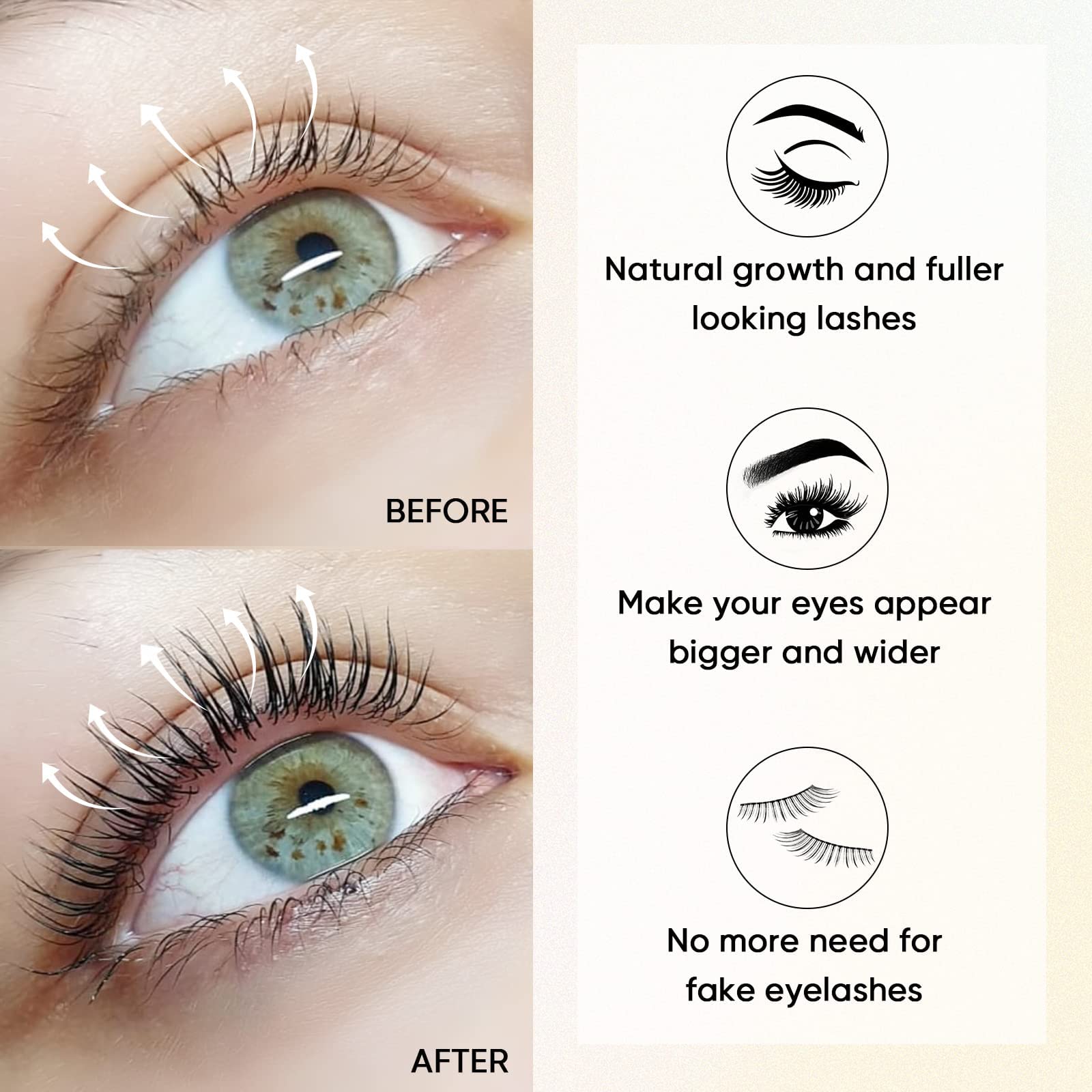 Libeauty Eyelash Growth Serum - 2ml Lash & Brow Enhancing Serum for Longer, Thicker, Fuller & Stronger Lashes - Natural & Safe Formula for Daily Use - Perfect for Nighttime & Makeup Prep