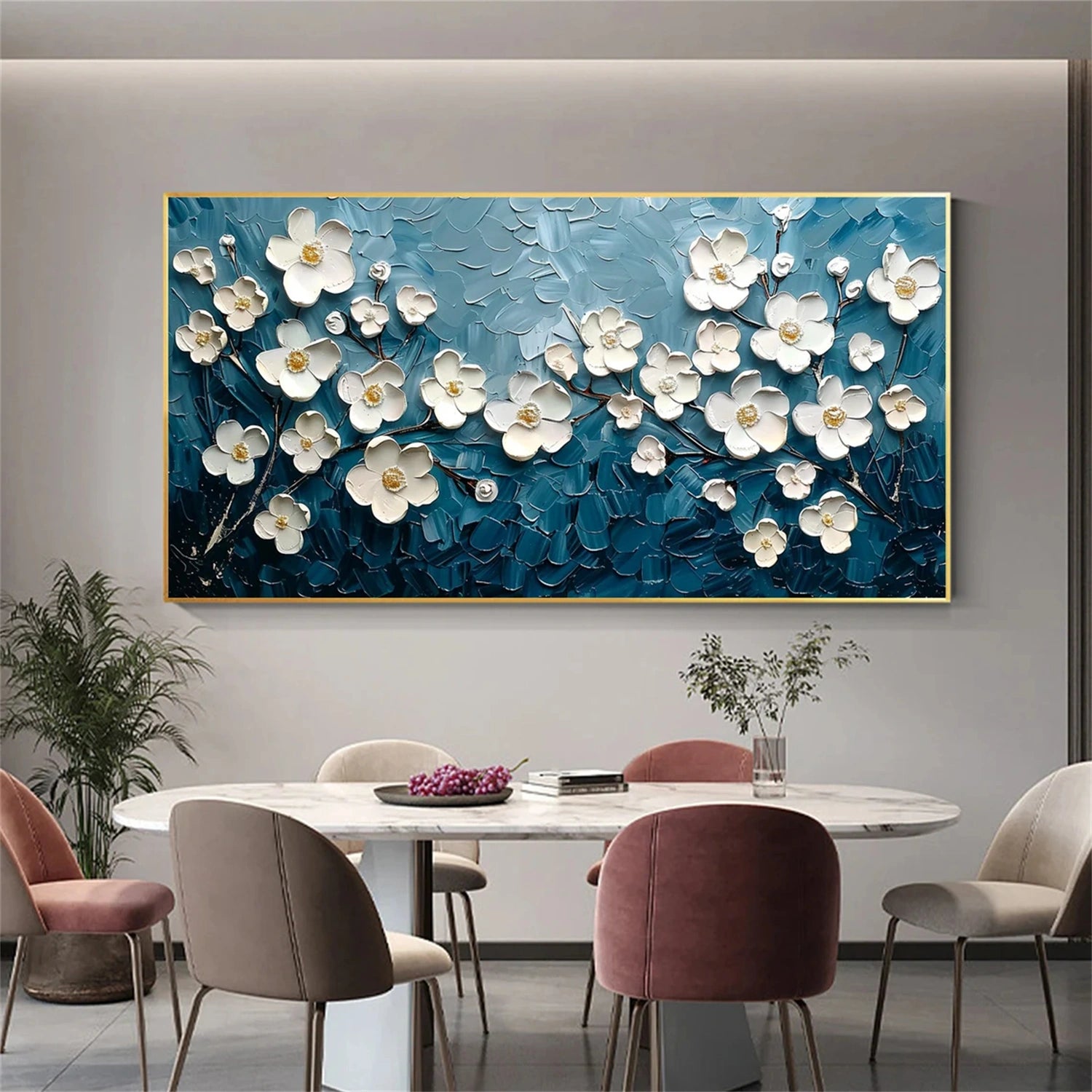 Flower and Tree Painting #FT117 - Handmade Canvas Art for Home & Office Decor | Perfect for Living Room, Bedroom, and Gift Giving