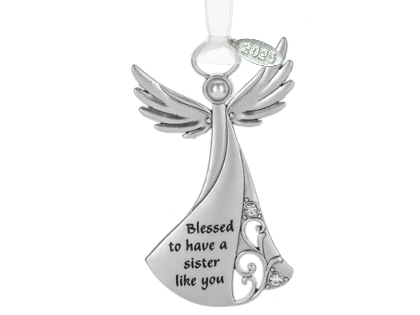 Sparkling Metal Angel Ornament - Nurse, Mom, Sister Gift for Christmas Decor