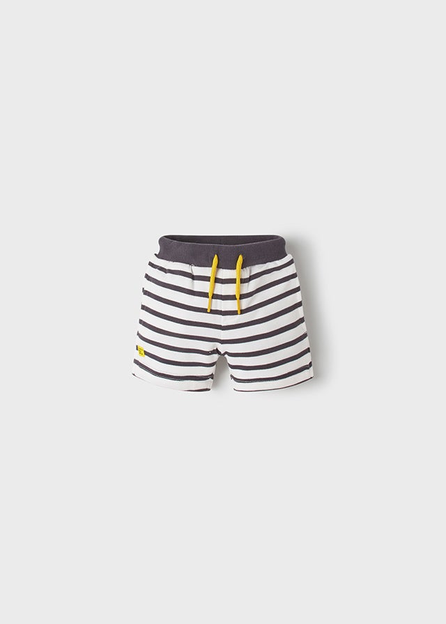 Dark Gray Striped Knit Bermuda Shorts for Baby Boys - Comfortable & Stylish for Summer Playdates & Outdoor Adventures