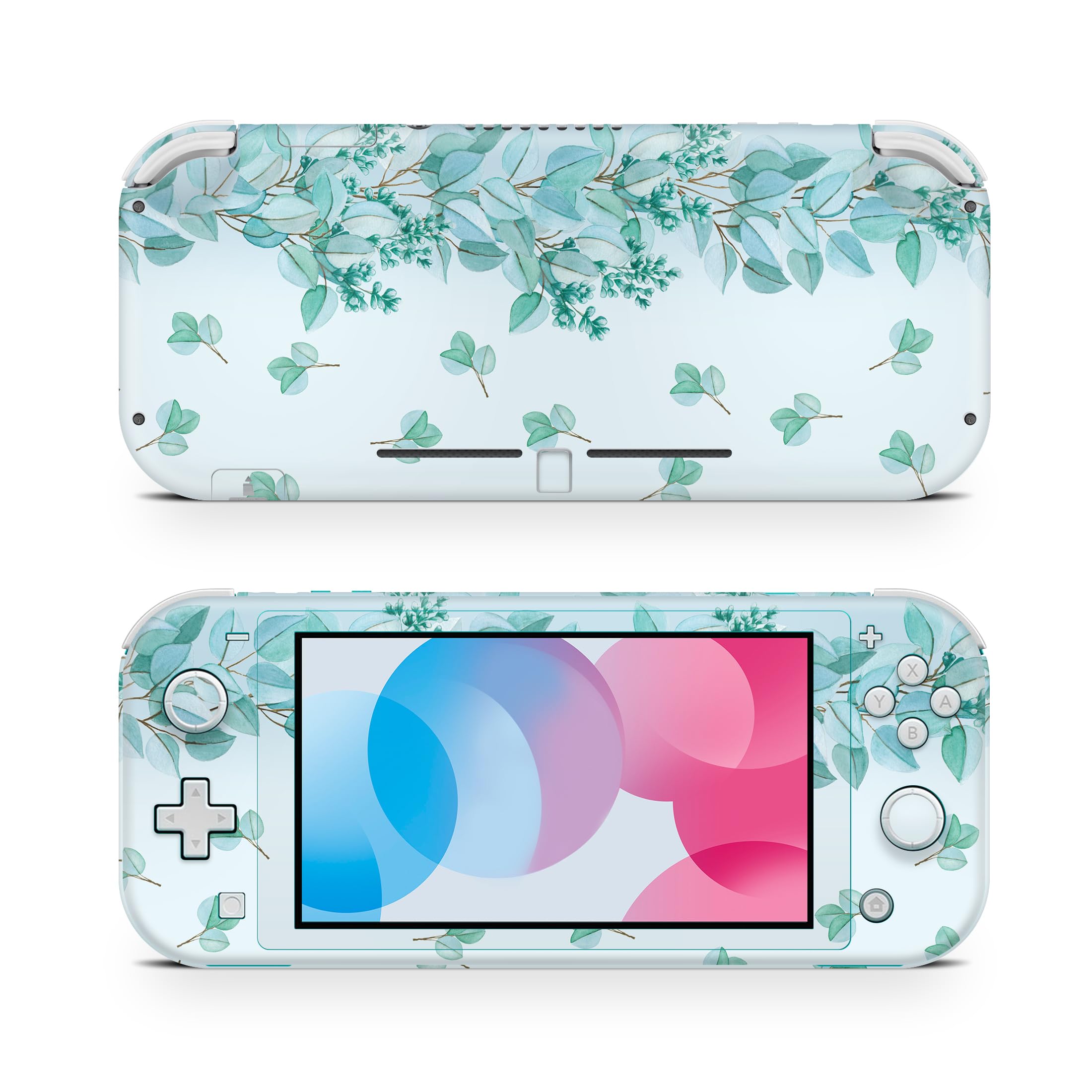 ZOOMHITSKINS Nintendo Switch Lite Skins - Azur Vine Green Blue Leaves Tree Pastel Design | 3M Vinyl Protective Cover | Easy to Install & Durable | Made in USA | Perfect for Gaming Protection & Personalization