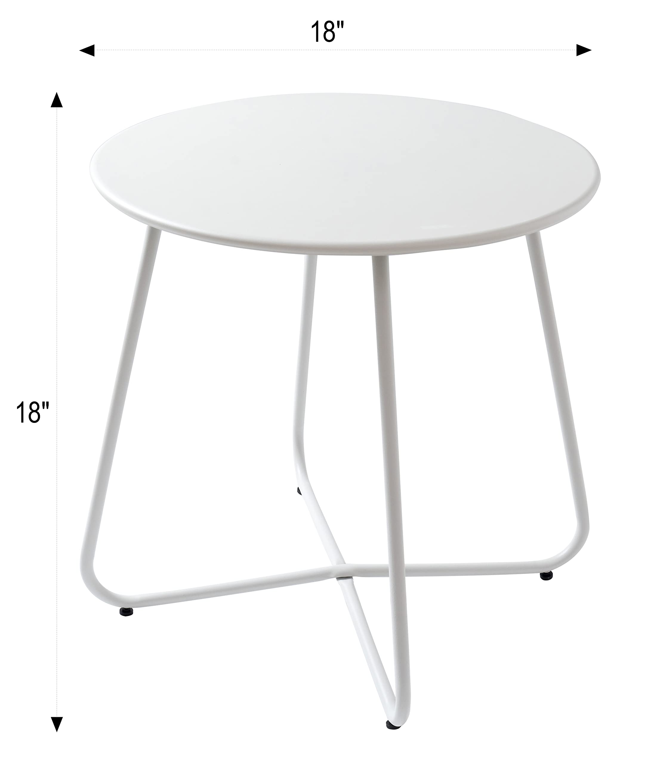CODIN Set of 2 Weather-Resistant Metal Outdoor Side Tables - Small Round End Tables for Patio, Garden, Porch, Balcony & Lawn - Perfect for Outdoor Relaxation, Entertaining & Decor (White, 2-Pack)