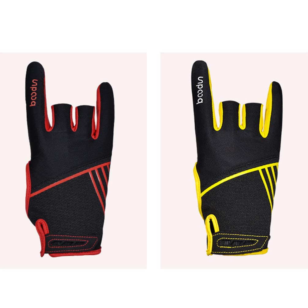 EXCEART Anti-Skid Semi-Finger Bowling Gloves - Professional Comfortable Sports Mittens for Men & Women - Size S/M (Yellow) - Perfect for Bowling Leagues, Tournaments & Outdoor Sports Activities