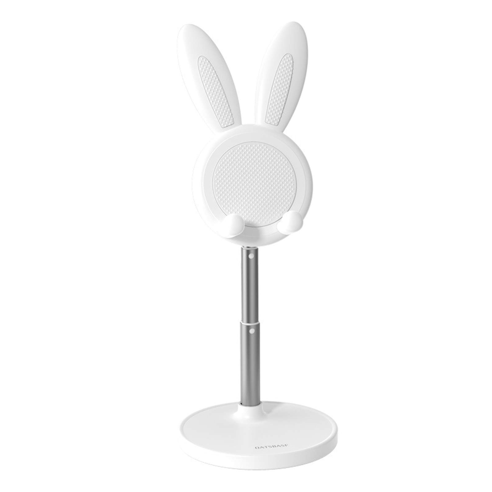 OCUhome Adjustable Anti-Slip Bunny Phone Stand Holder - Space Saving Cute Easter Gift for iPhone Samsung - Perfect for Desk, Bedside, Office & Travel (White)