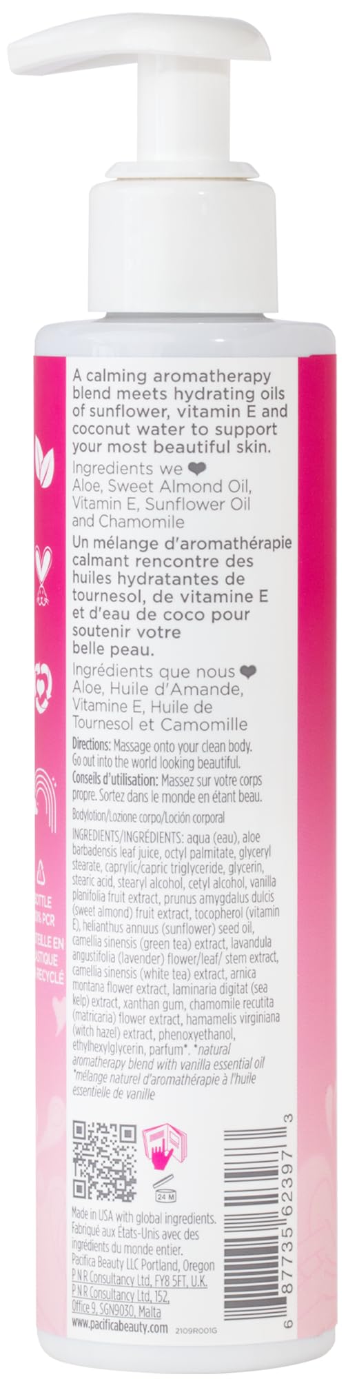 Pacifica Island Vanilla Body Lotion - Vegan & Cruelty-Free Moisturizer with Vitamin E, Almond Oil & Coconut Water - Tropical Vanilla Coconut Scent for Dry Skin - Plant-Based Aromatherapy for Relaxation & Self-Care - Dermatologist Tested