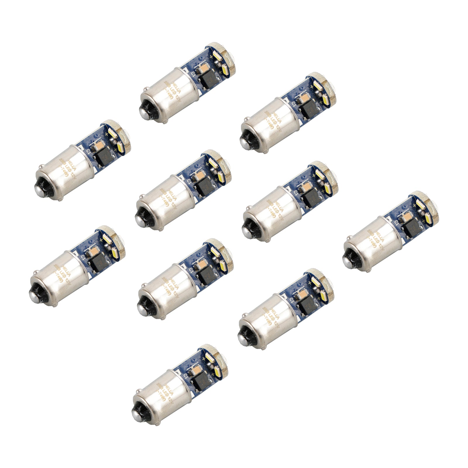 10X HELLA LED Retrofit Bulbs 3893W T4W 12V 1.5W BA9S Base 6000K Cool White - Perfect for Car Interior Lights, Dashboard Illumination, and Marine Applications