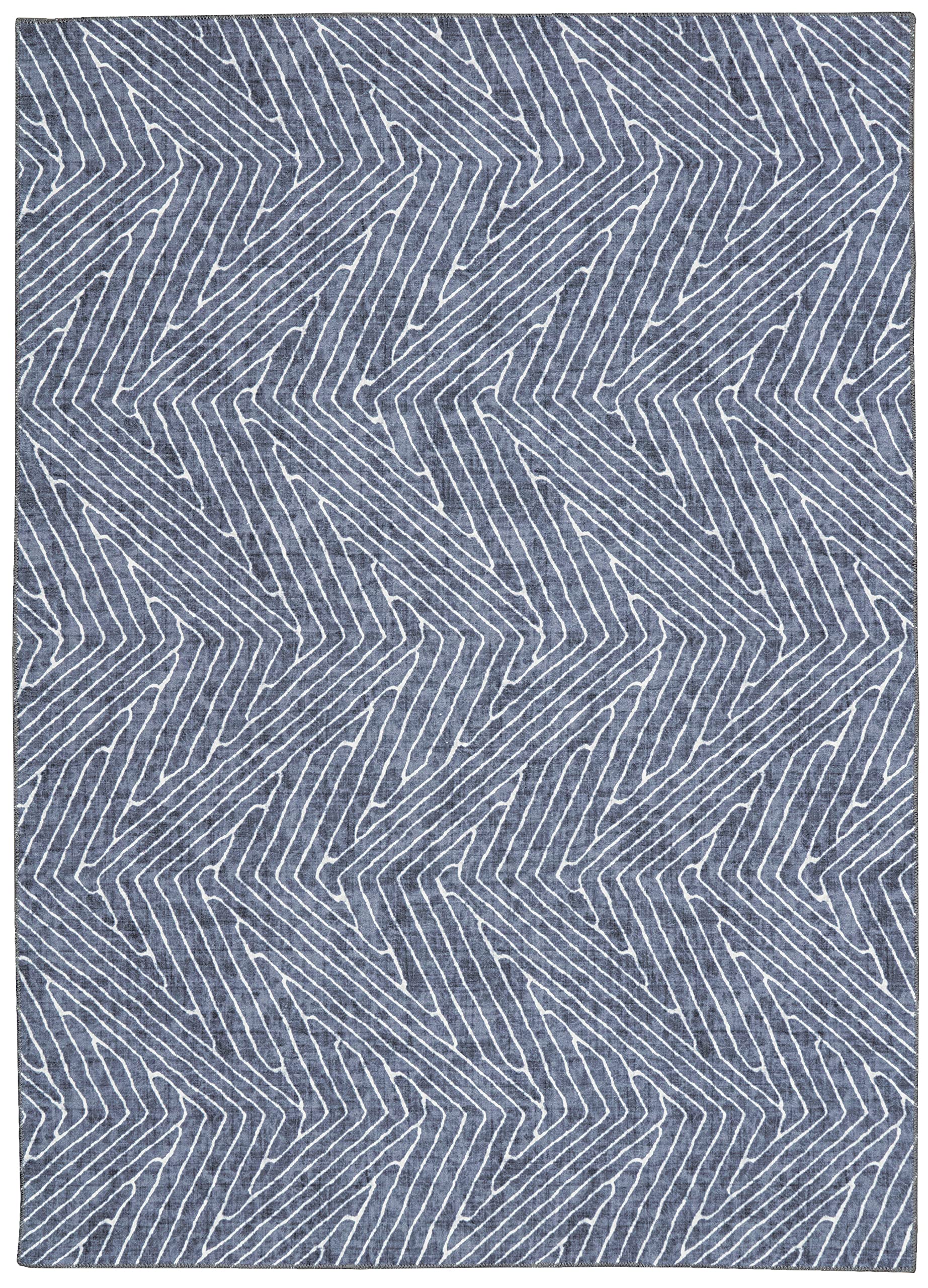 Linon Home Decor Washable Rug 5' X 7' Area Rug - Varishna Grey & Ivory | Non-Slip, Stain Resistant | Perfect for Living Room, Bedroom, Dining Room & Home Office Decor